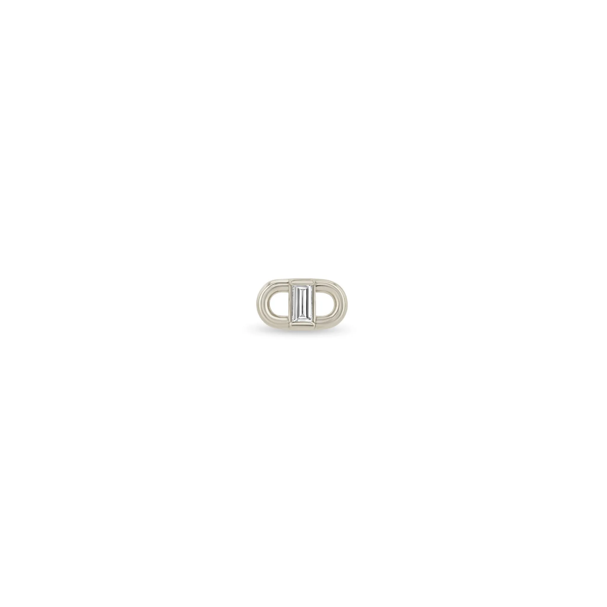 14k Baguette Diamond Open Link Studs