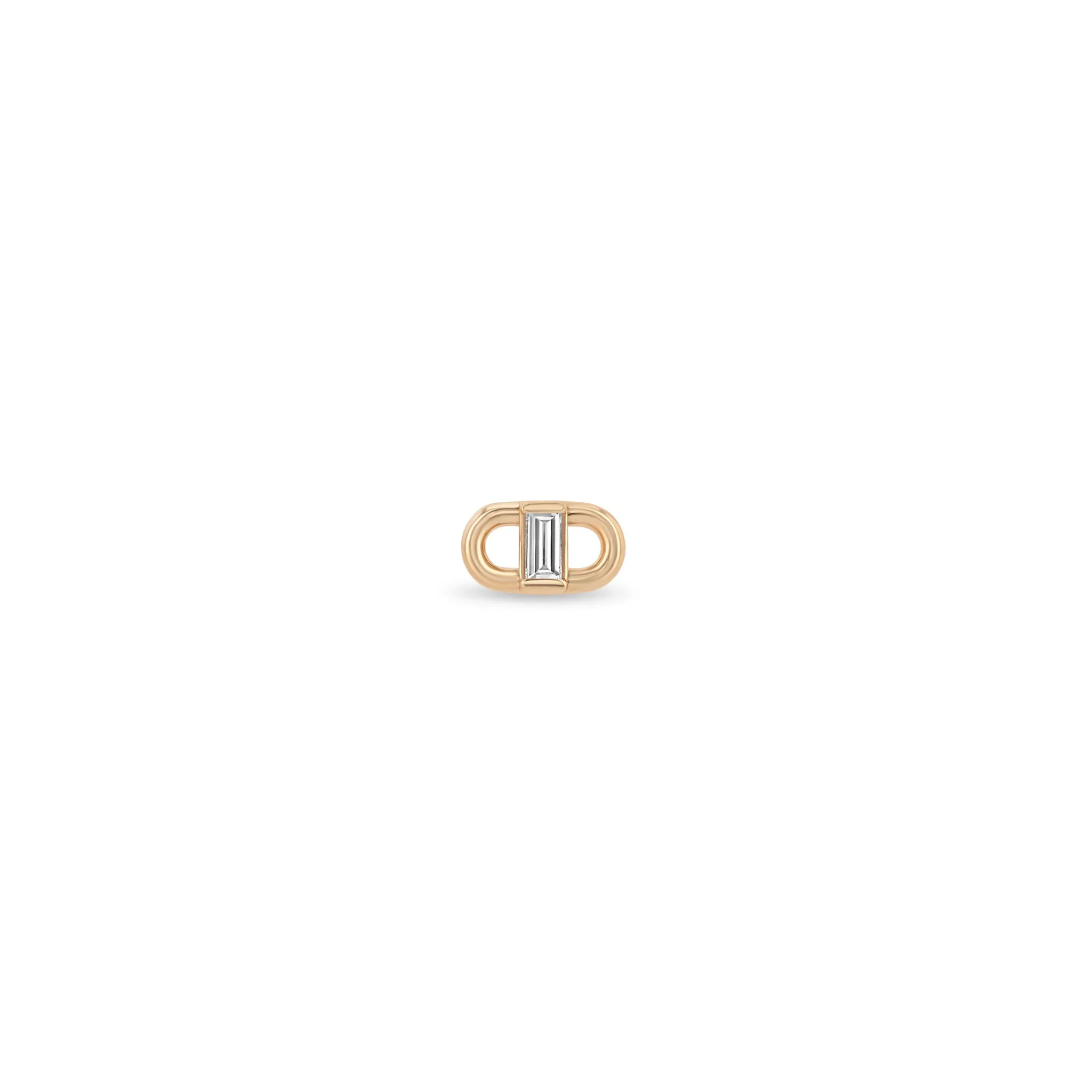 14k Baguette Diamond Open Link Studs