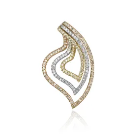 14K Tri Colour Gold Diamond Heart Pendant