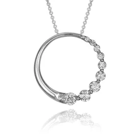 14K White Gold Diamond Journey Pendant