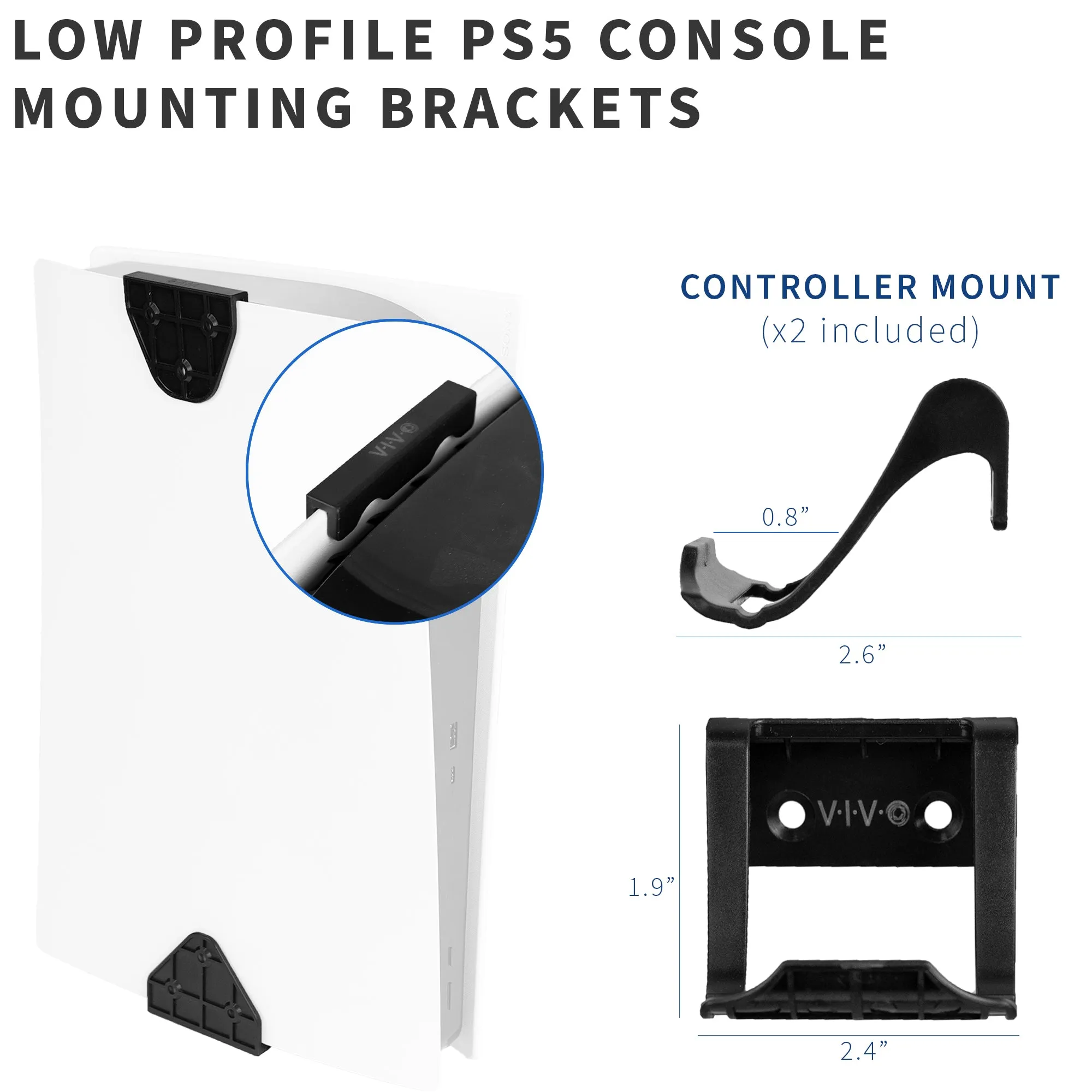 2-in-1 (Wall & Desk) Mount Designed for PS5   2 Controller Mounts