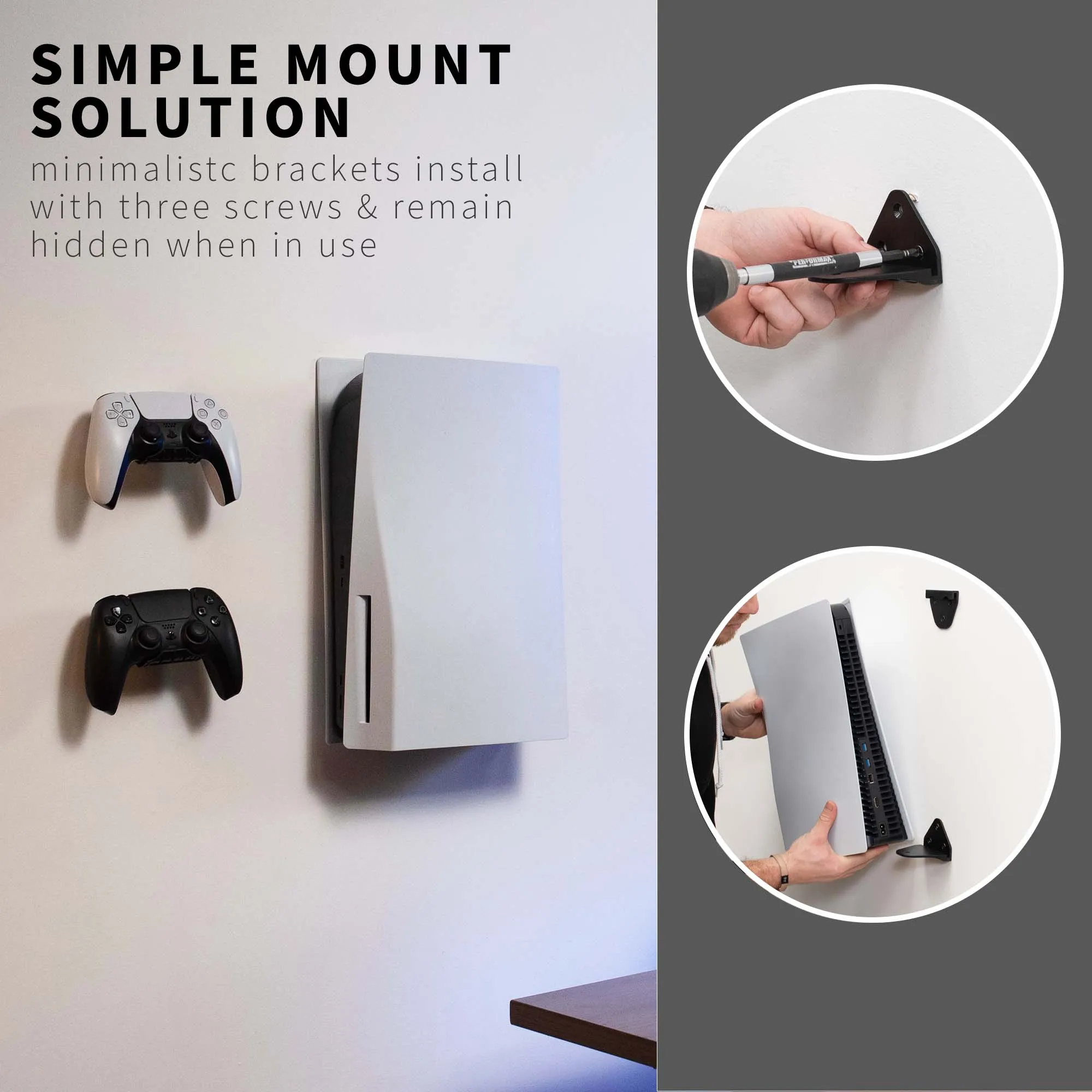2-in-1 (Wall & Desk) Mount Designed for PS5   2 Controller Mounts
