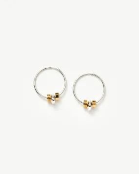 Abacus Beaded Medium Charm Hoop Earrings | 18ct Recycled Gold Vermeil and Rhodium on Sterling Silver