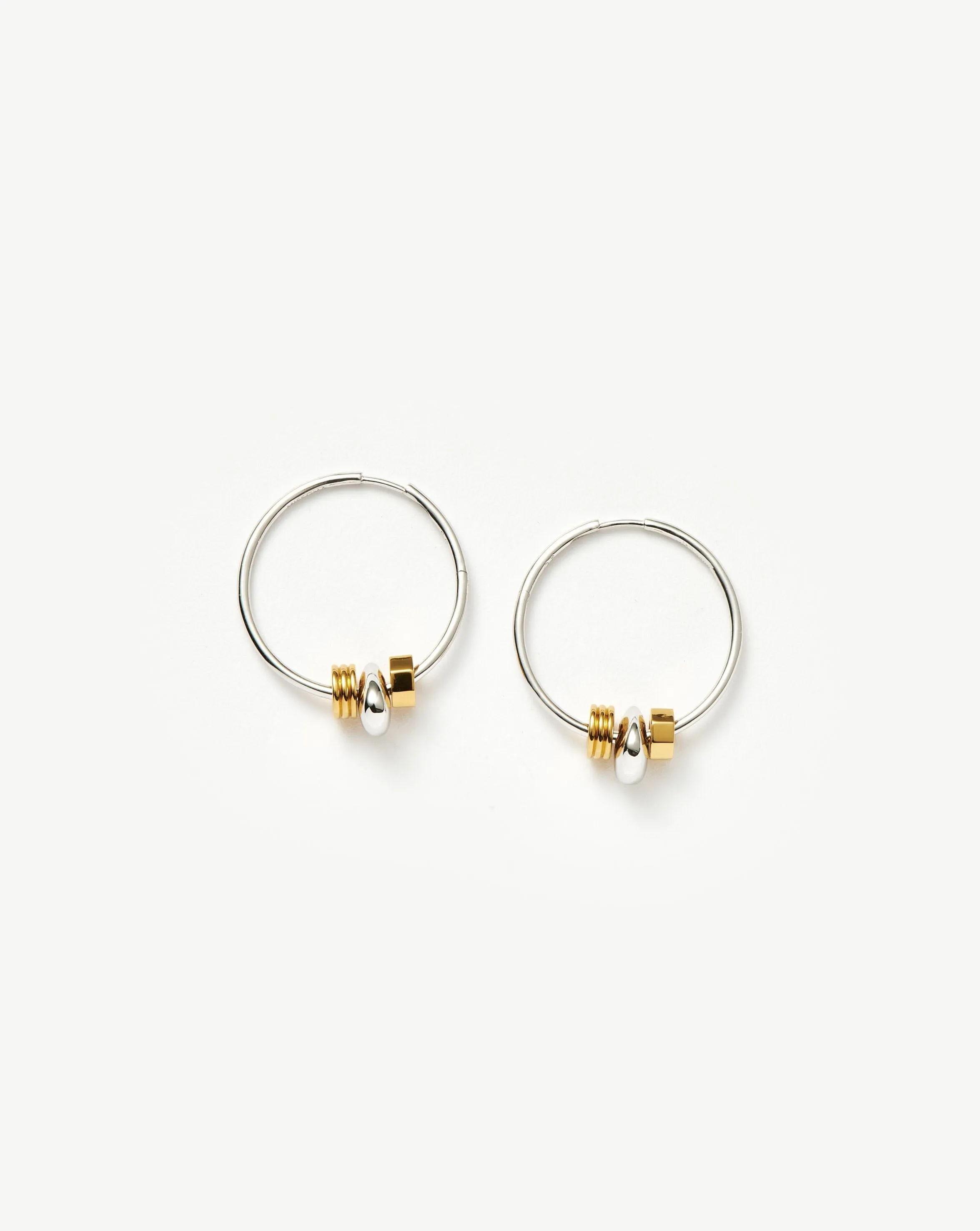 Abacus Beaded Medium Charm Hoop Earrings | 18ct Recycled Gold Vermeil and Rhodium on Sterling Silver