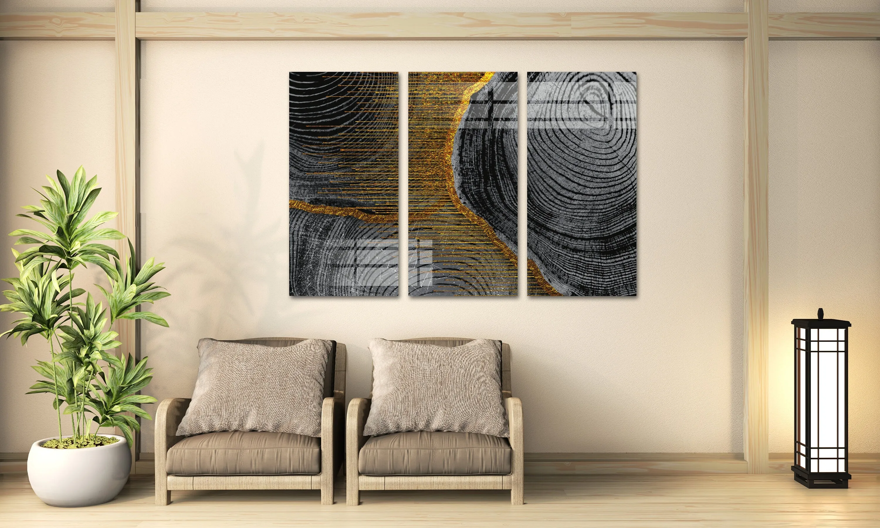 Abstract gold and black wall art, modern canvas paintings, oversize wall art for bedroom, living room, kitchen, office