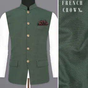 Asparagus Green Plaid Premium Cotton Nehru Jacket