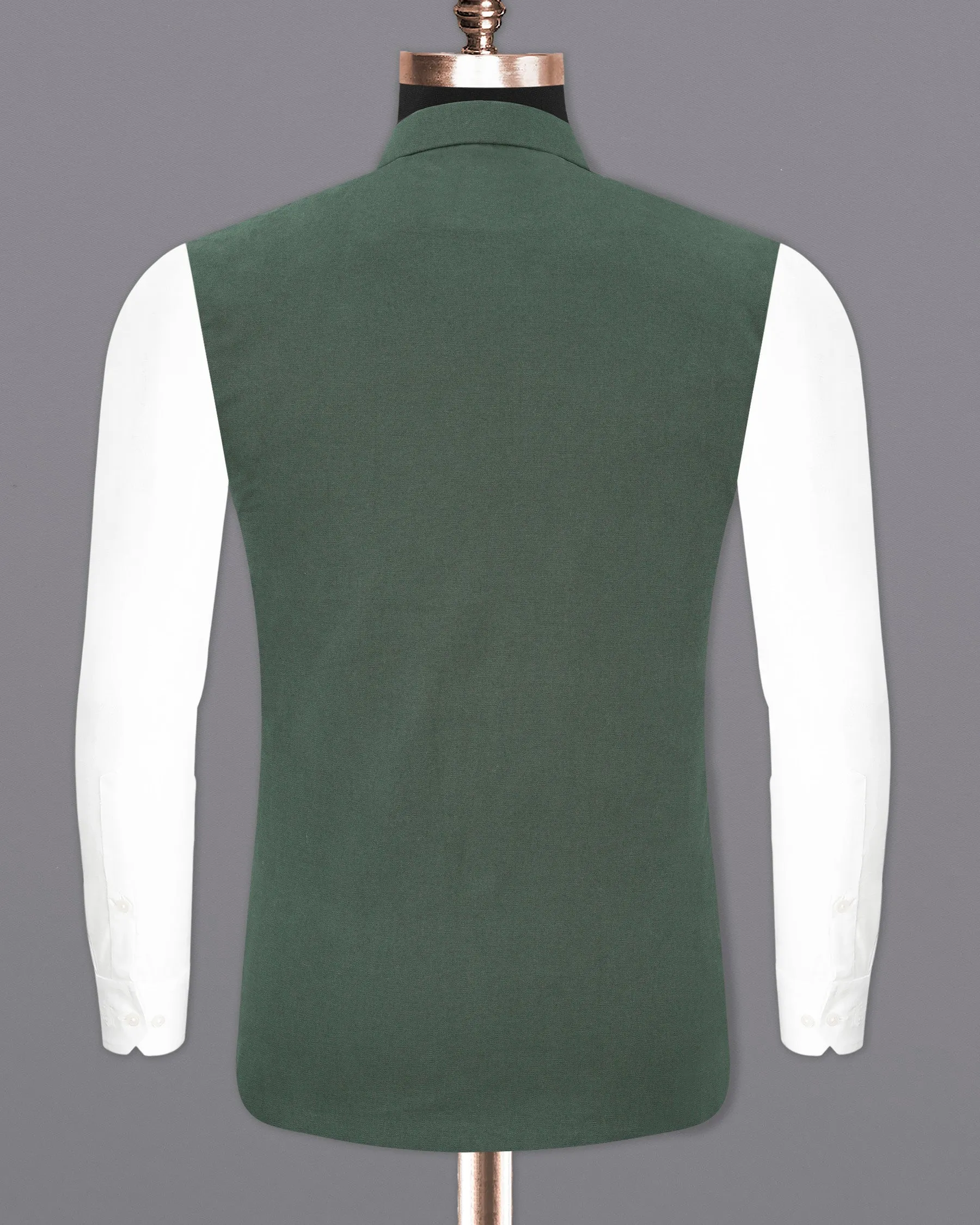 Asparagus Green Plaid Premium Cotton Nehru Jacket