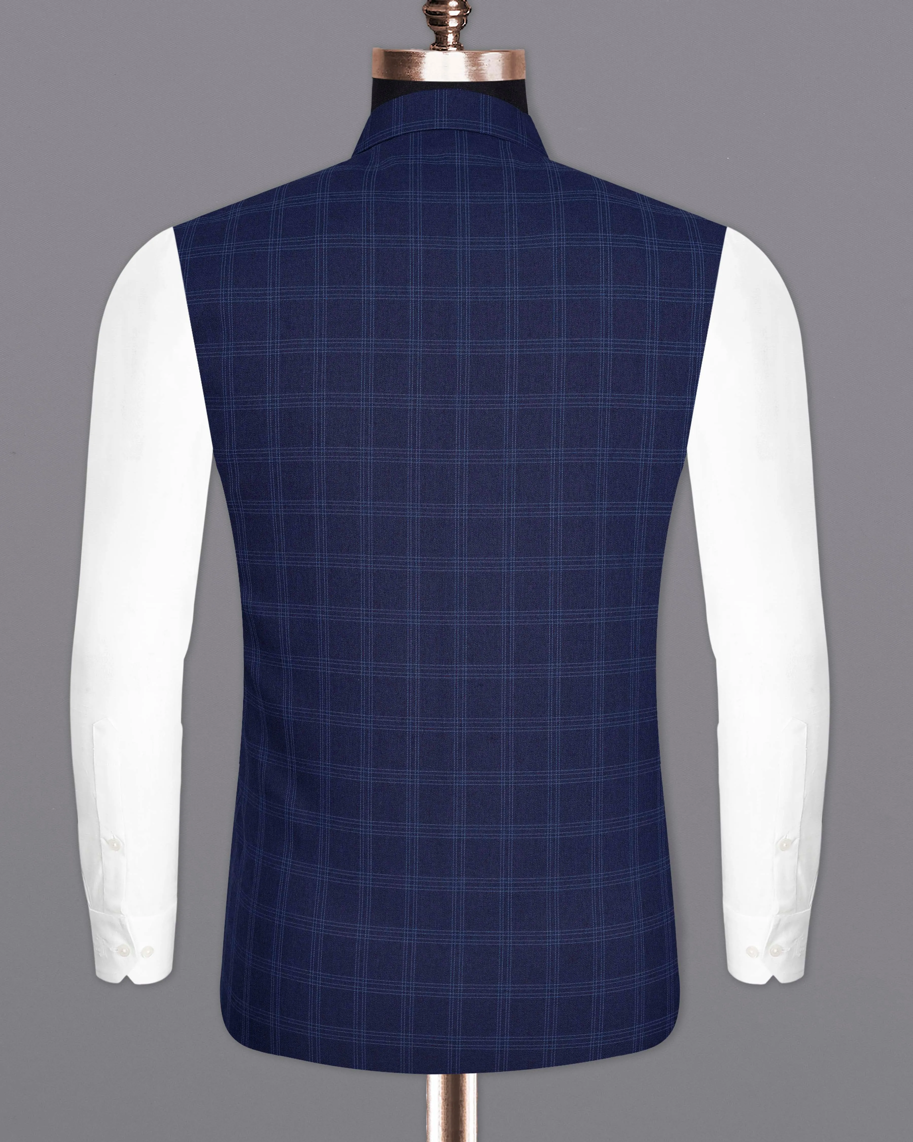 Baltic Sea Blue Windowpane Bandhgala Nehru Jacket