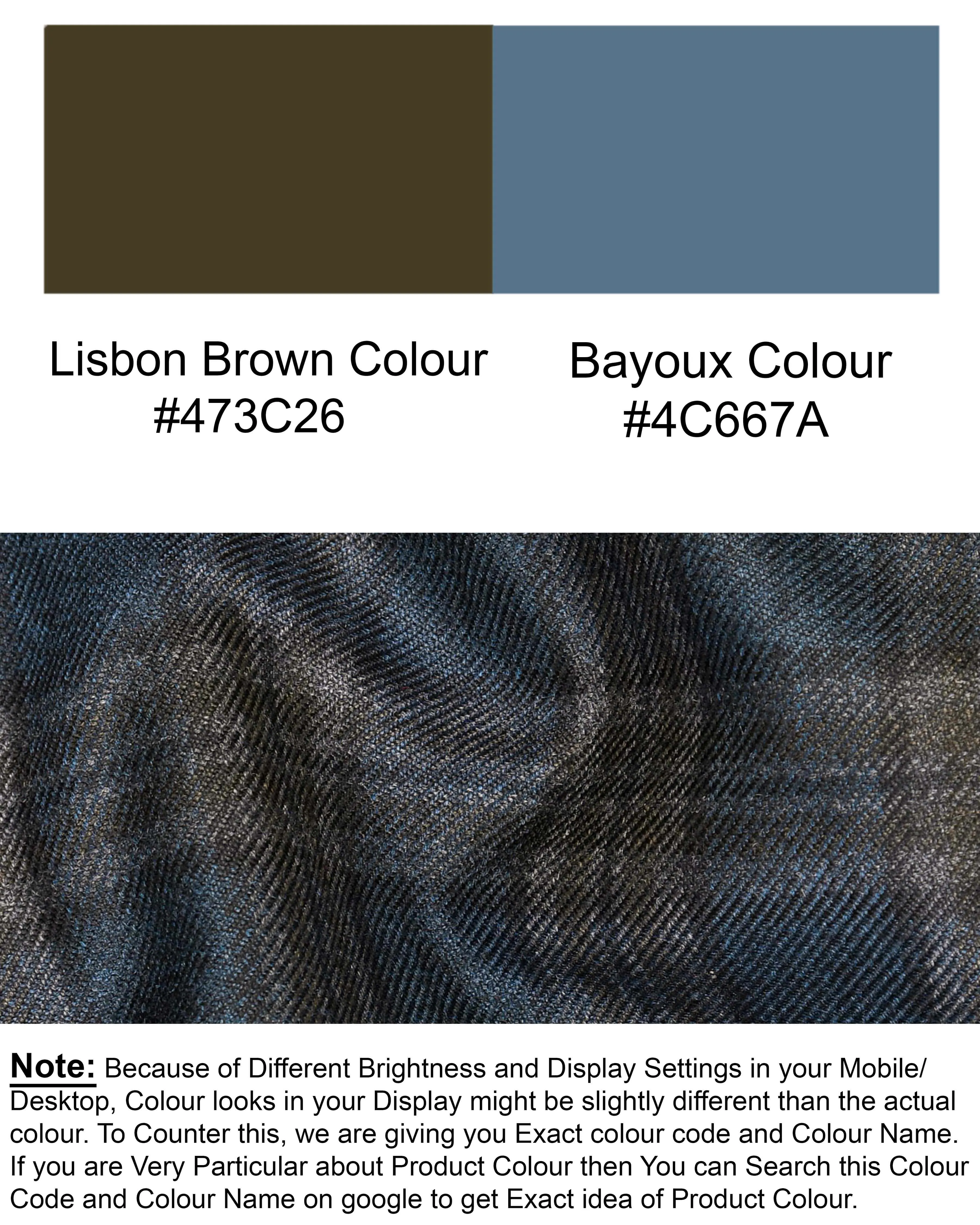 Bayoux Blue with brown Windowpane Wool Rich Waistcoat