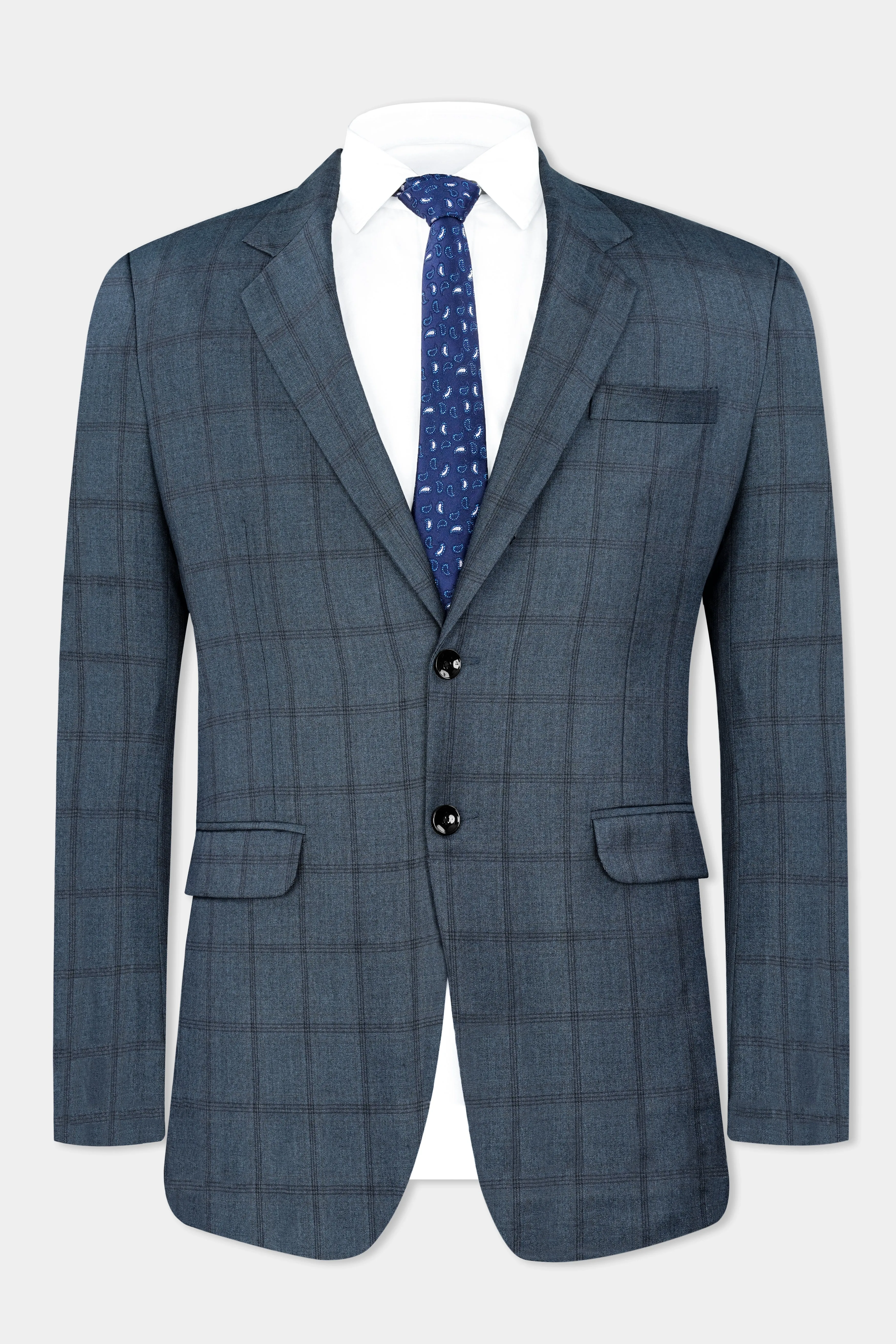 Bayoux Gray Plaid Wool Rich Suit