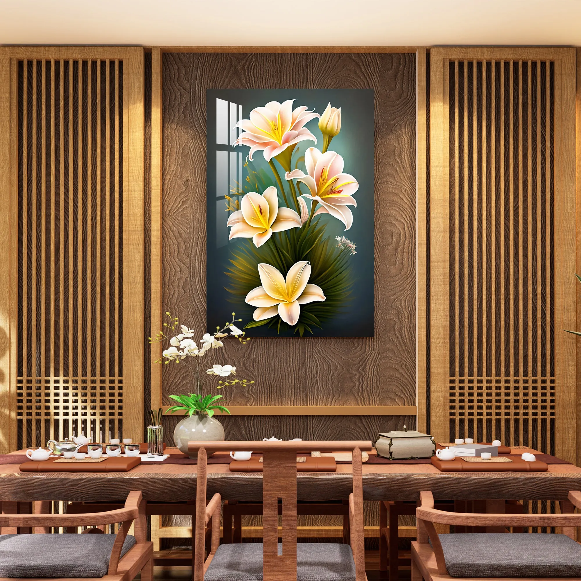 Beautiful White Lilies Acrylic Wall Art