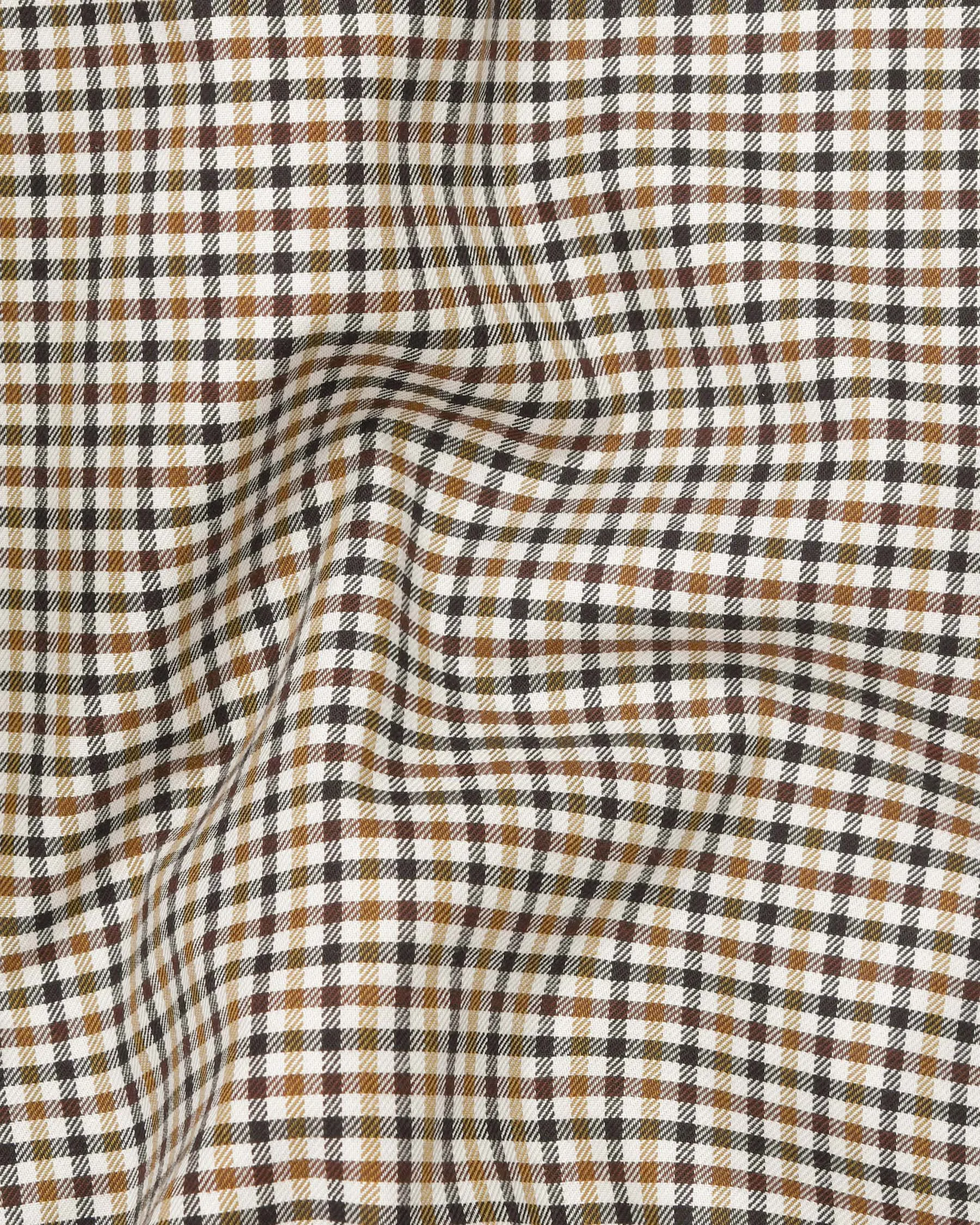 Beige with Brown Micro Checked Premium Cotton Waistcoat