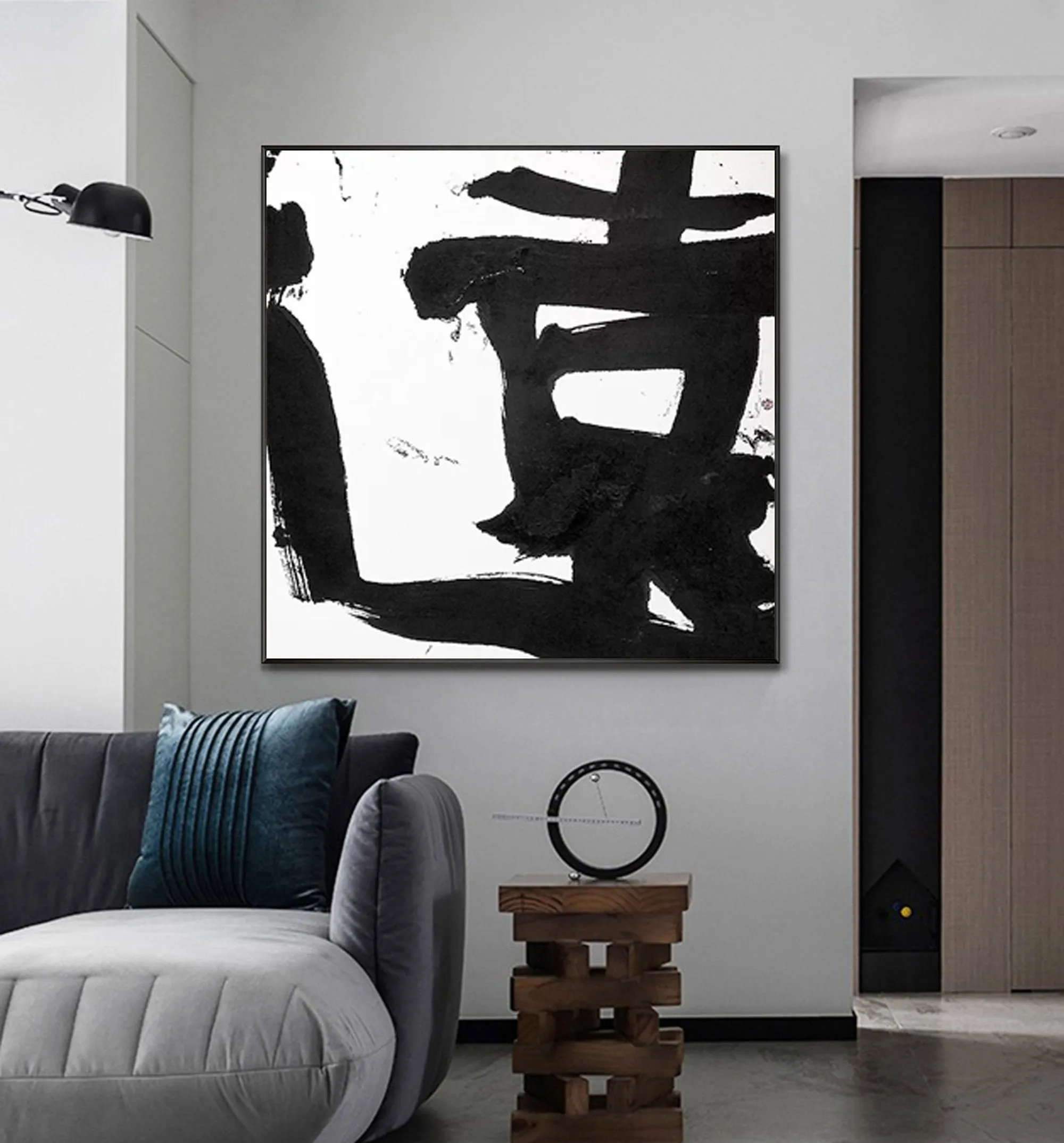 Black and White Painting on Canvas Original Artwork Op034