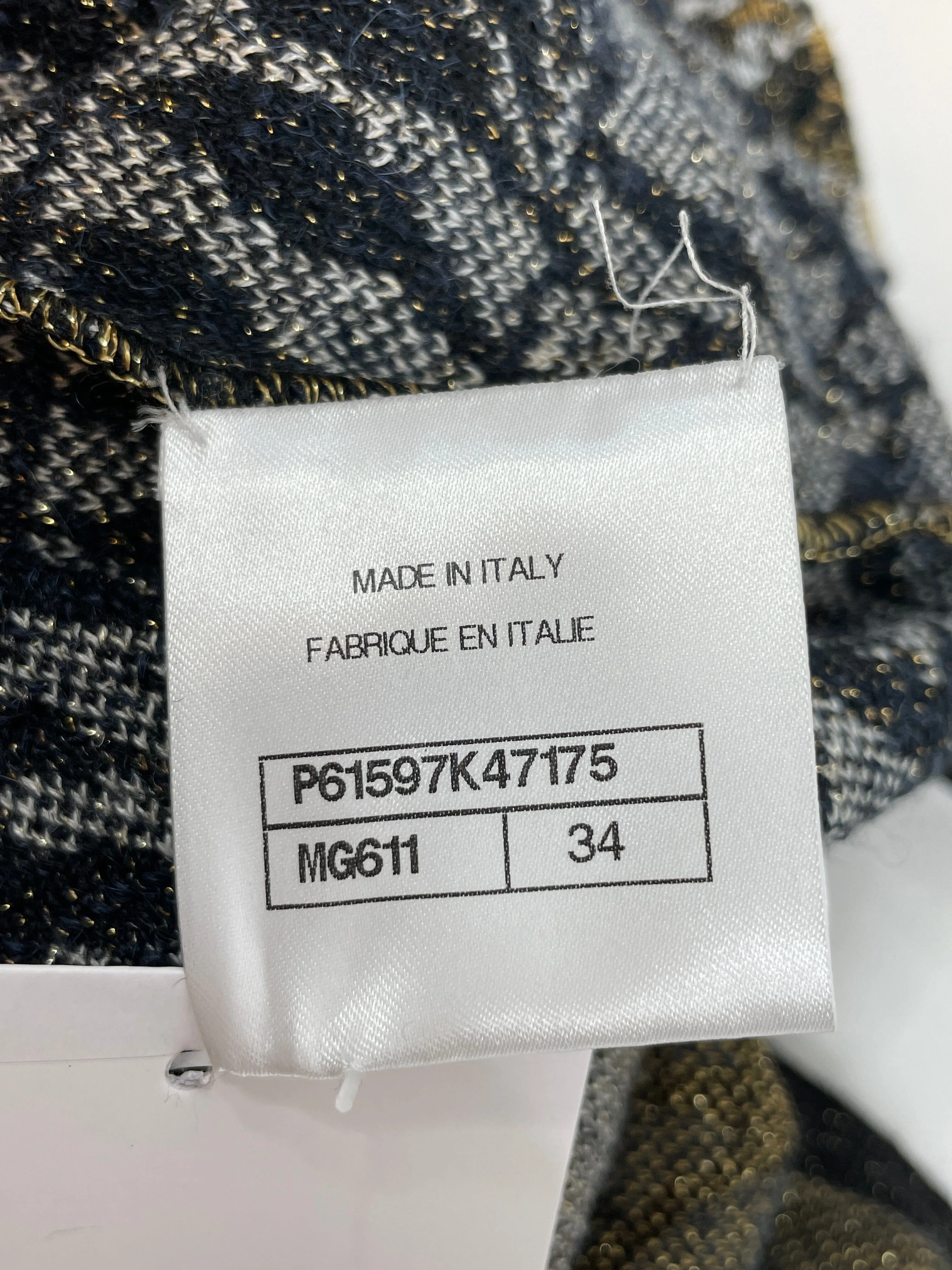 Black printed metallic knit dress - size FR 34