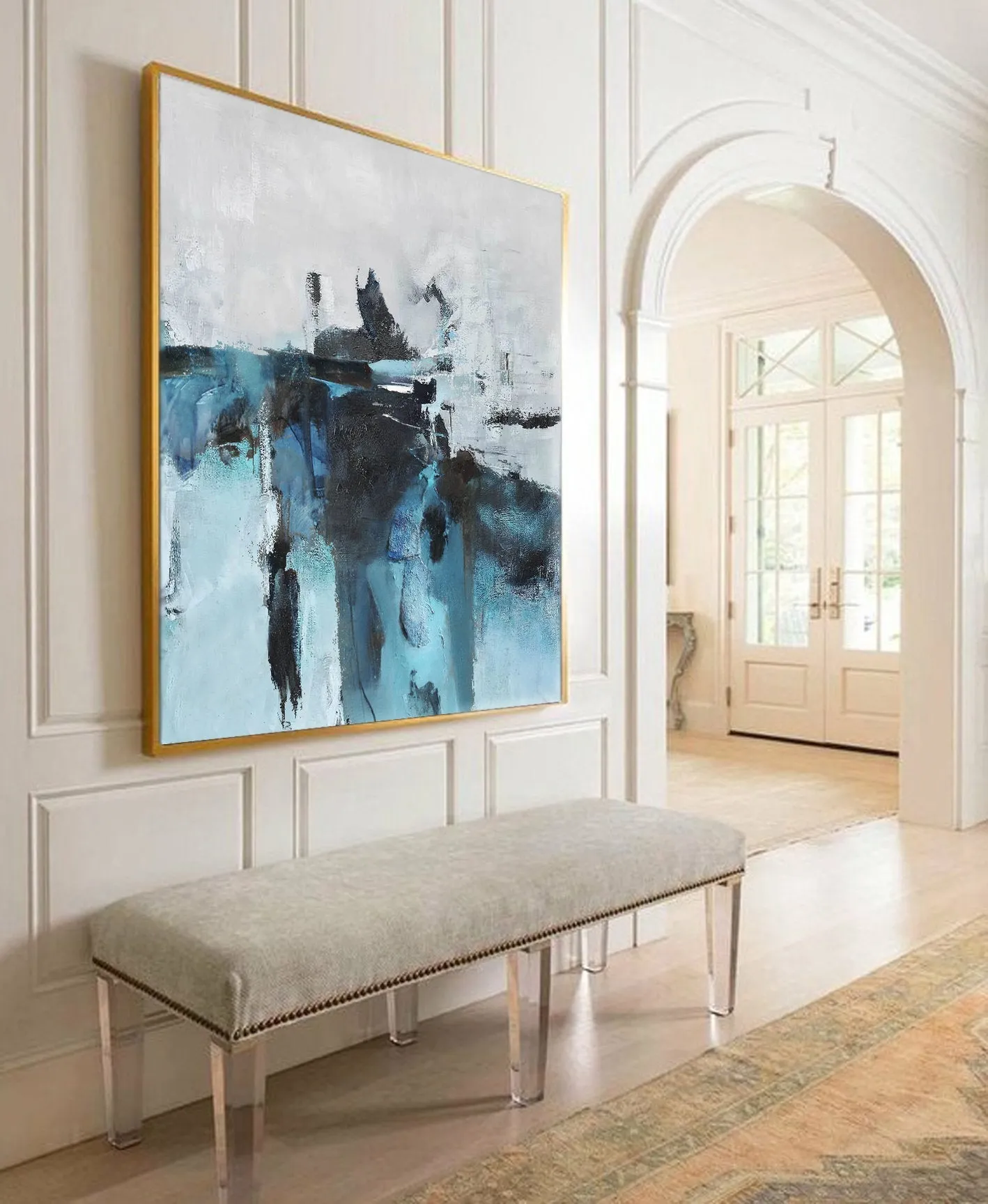 Blue And White Abstract Painting Modern Wall Abstract Art Sp063