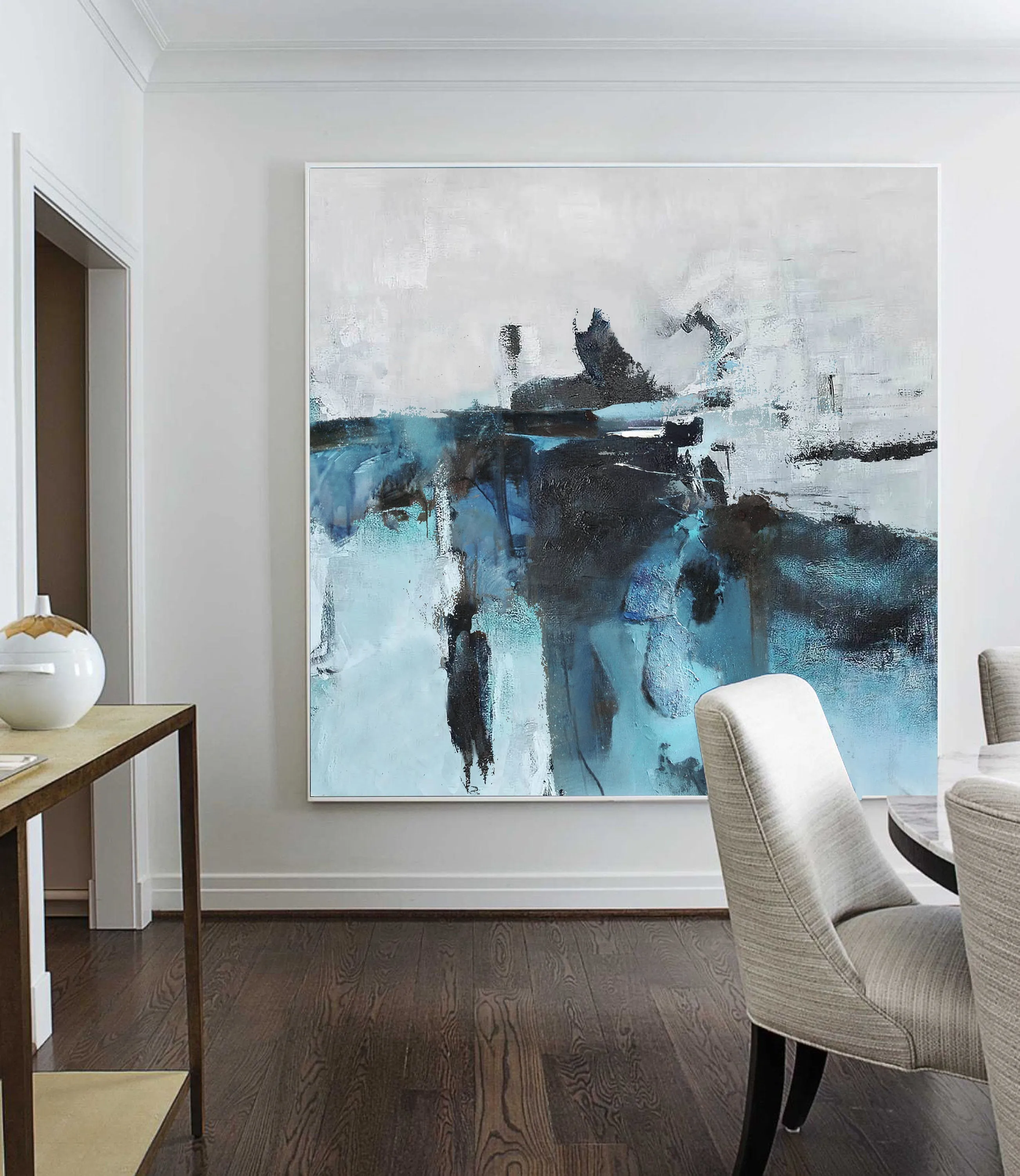 Blue And White Abstract Painting Modern Wall Abstract Art Sp063