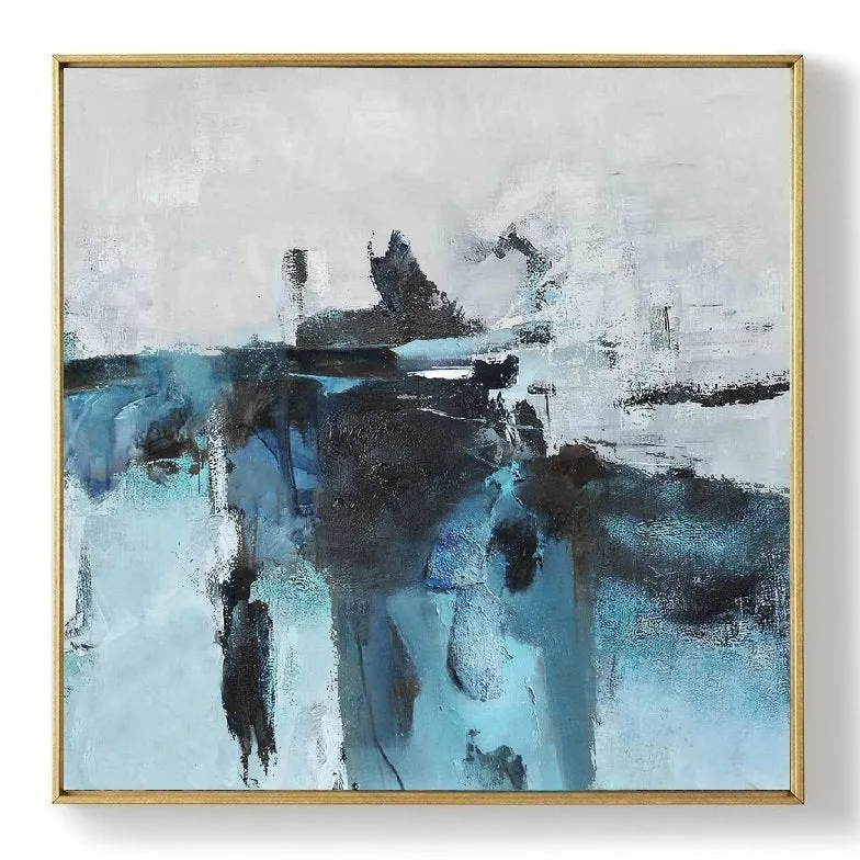 Blue And White Abstract Painting Modern Wall Abstract Art Sp063