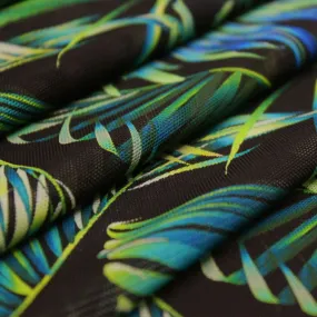 Blue Shade Palms Printed Power Mesh Fabric | Blue Moon Fabrics