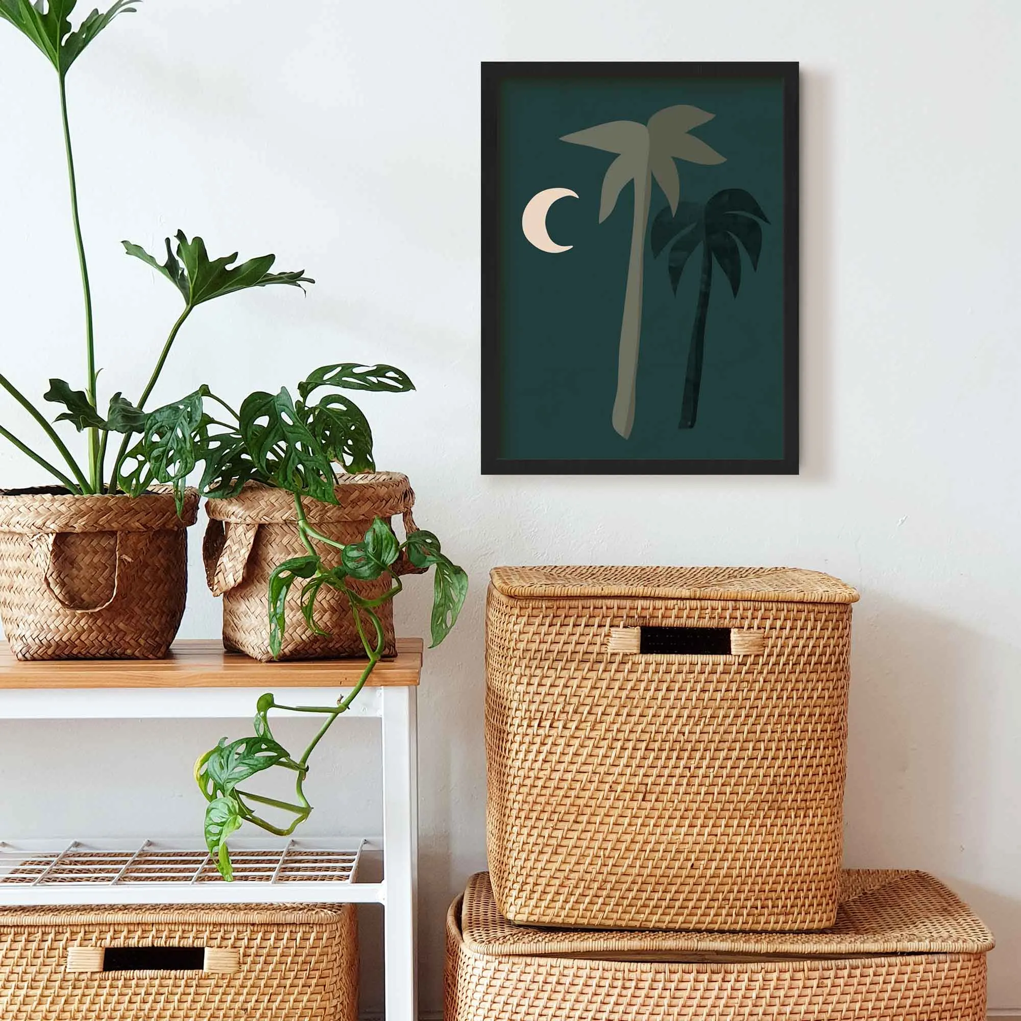 Boho Moonlight Palm Tree Print