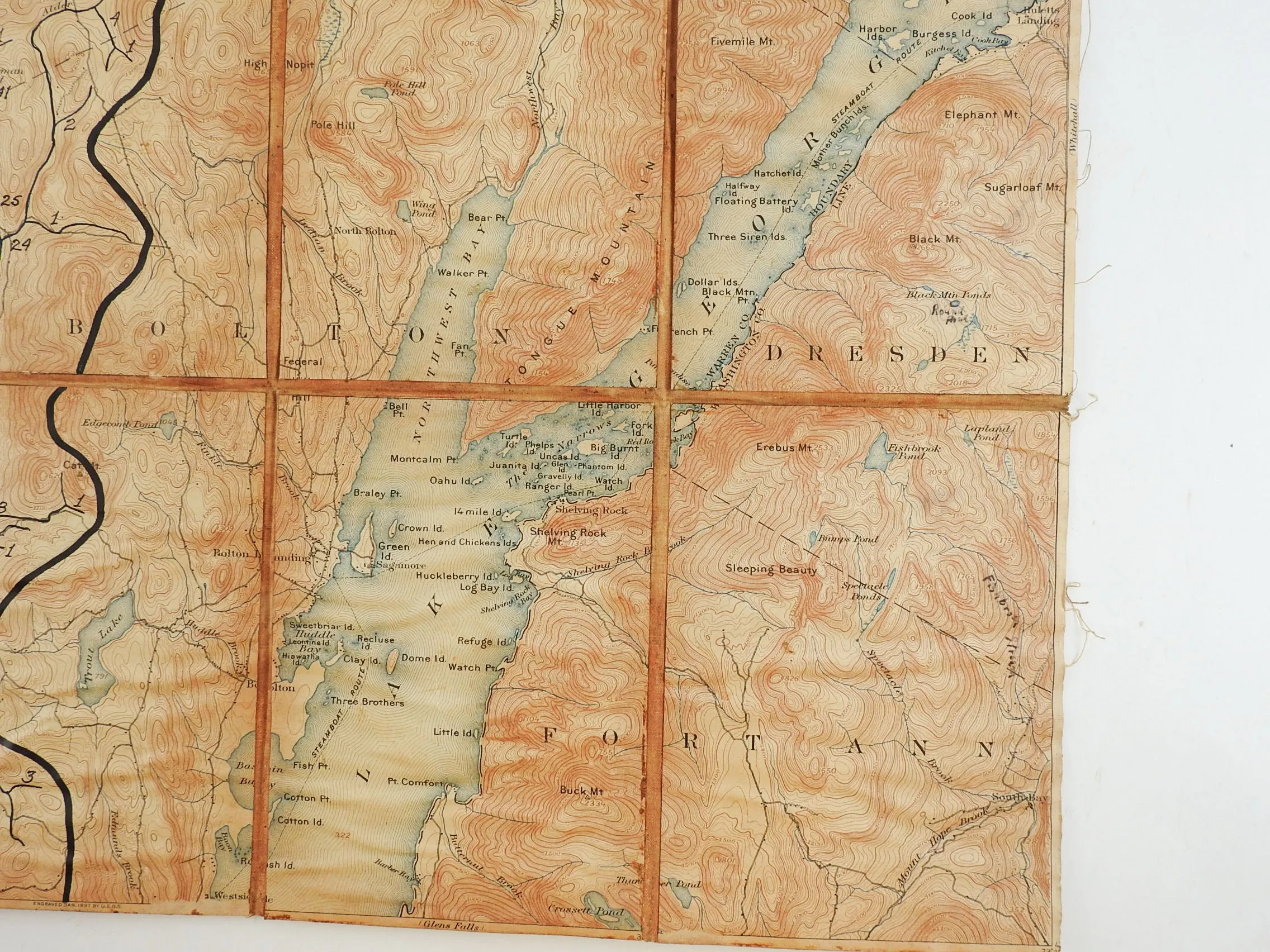 Bolton New York 1897 US Geological Survey Folding Map