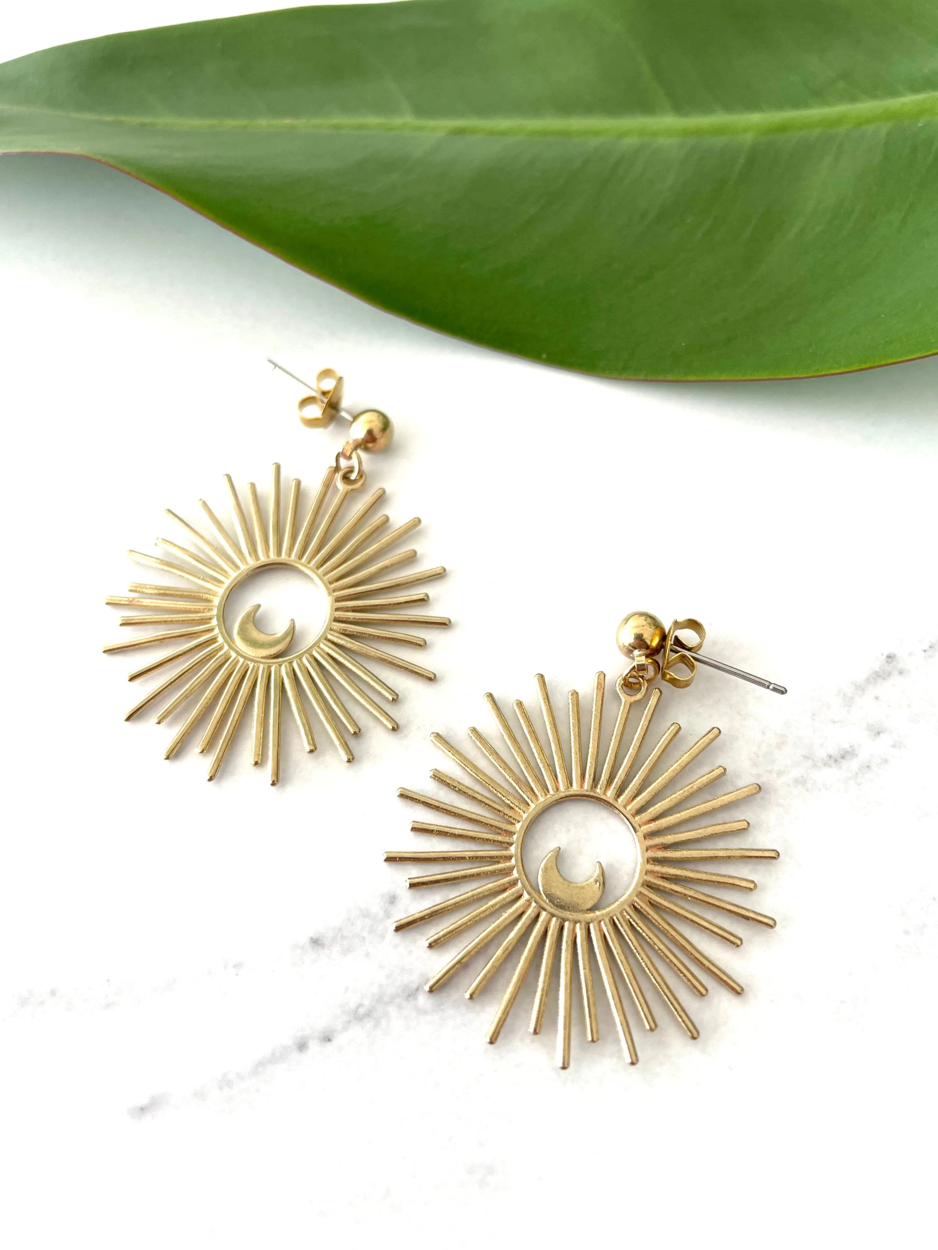 Celestial Sun and Moon Earrings