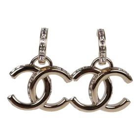 Chanel Gold Crystal CC Dangle Earrings