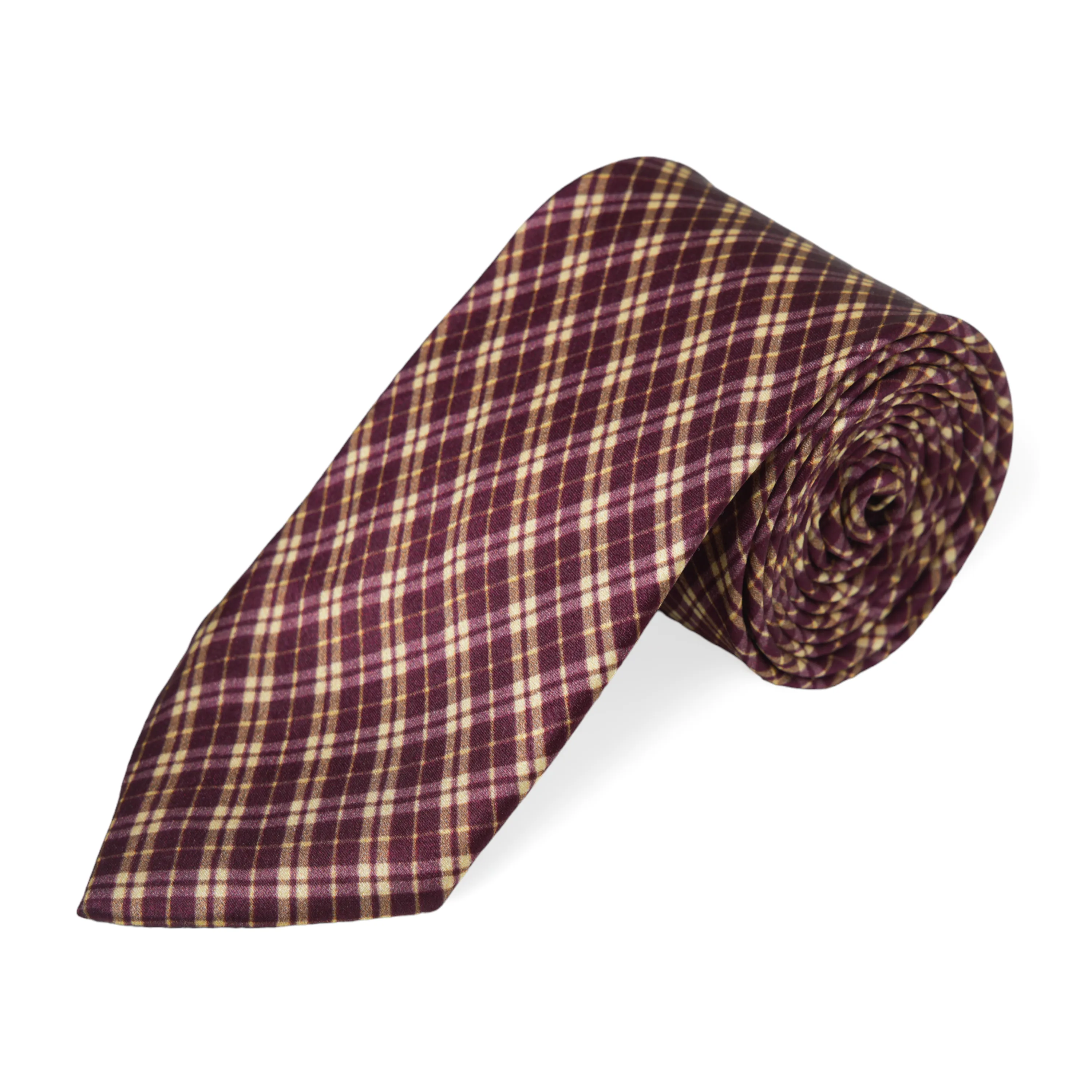 Chokore Brick Red Tartan Plaid Silk Necktie - Plaids Range