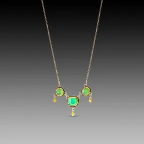 Chrysoprase Necklace with Gold Drops