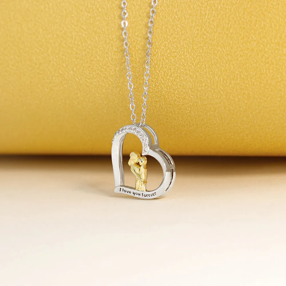 Clavicle Chain Pendant Thanksgiving Day Heart Shaped Stainless Steel Jewelry
