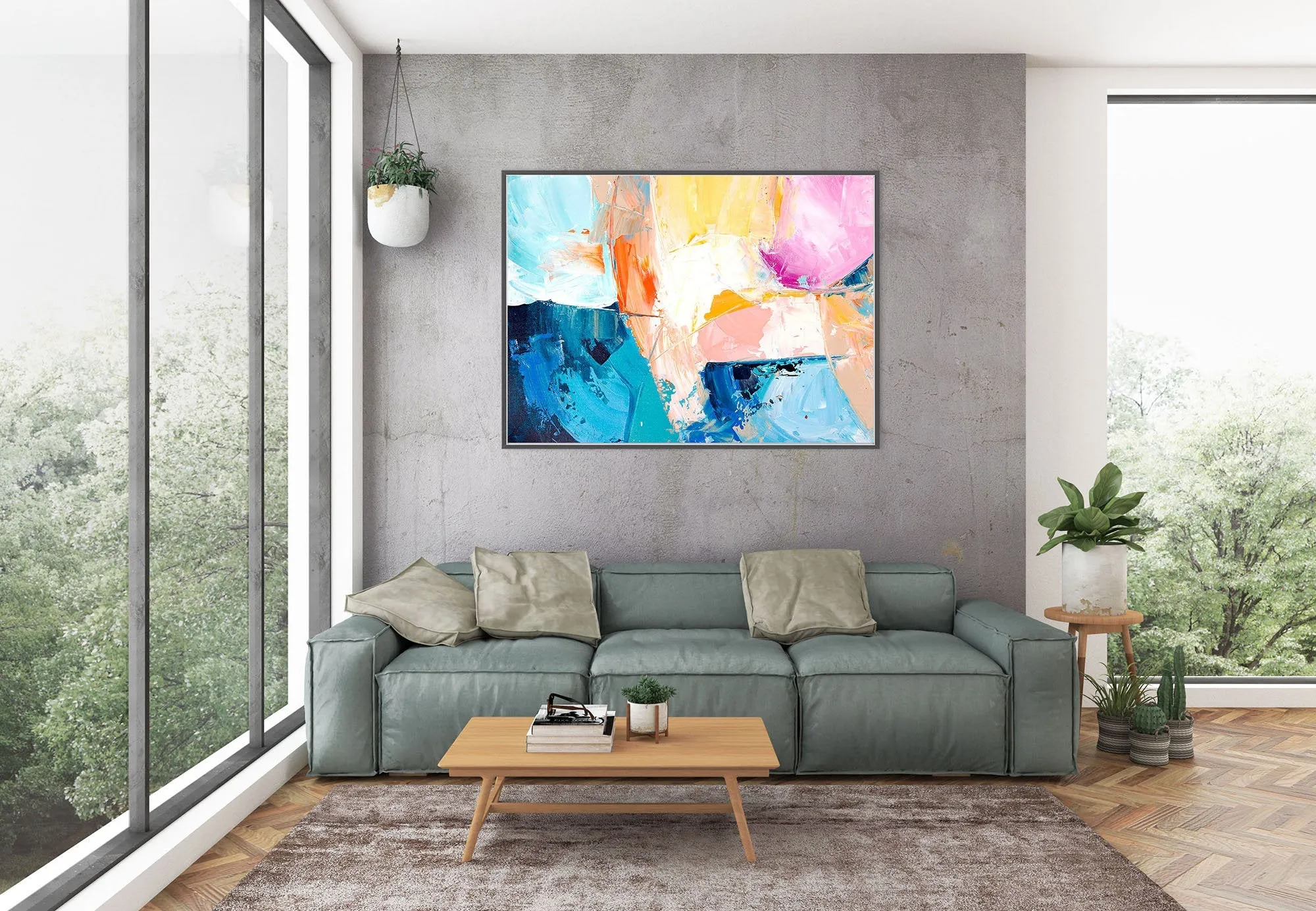Colorful Wall Art on Canvas Original Abstract Paintings Contemporary Art Fp010