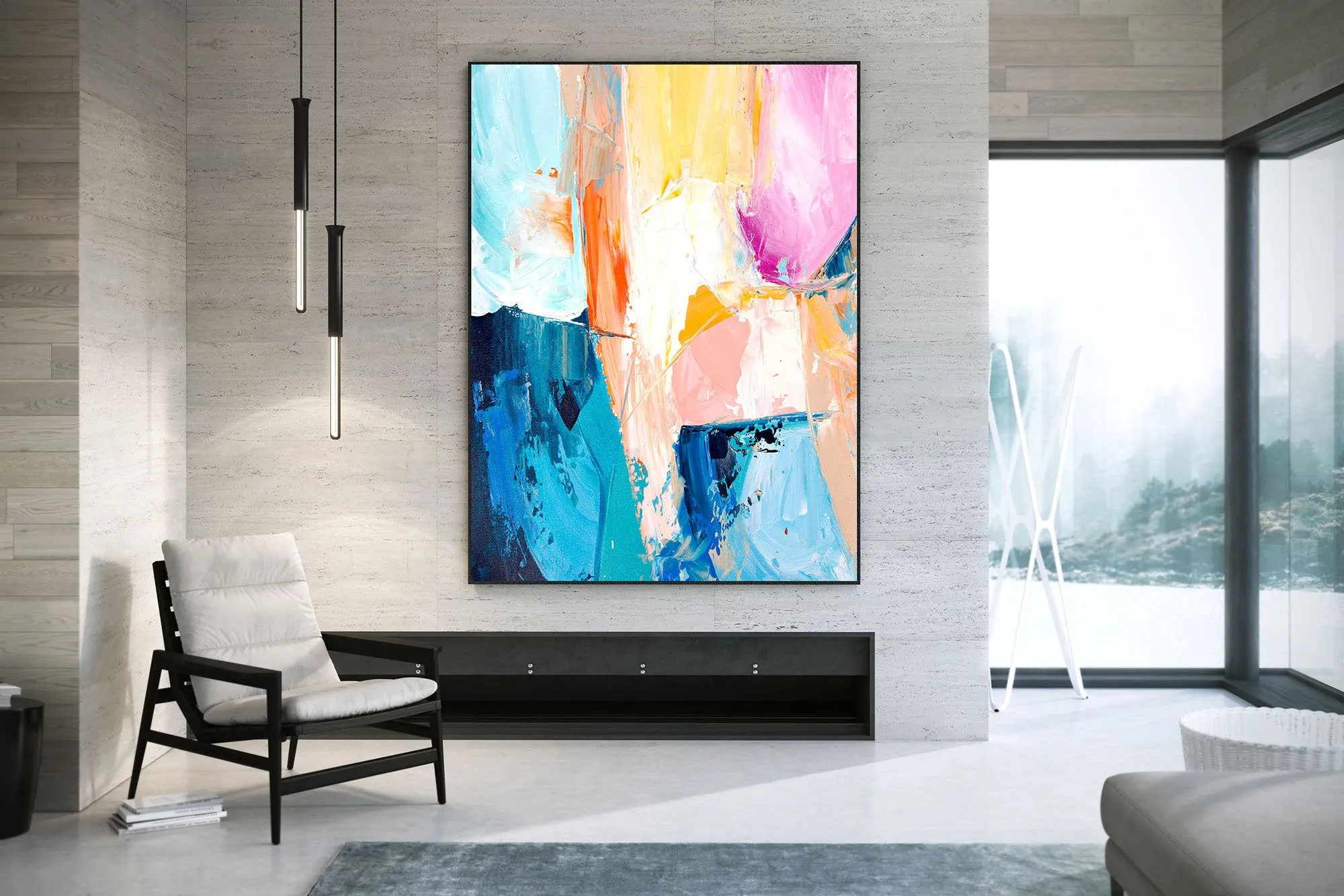 Colorful Wall Art on Canvas Original Abstract Paintings Contemporary Art Fp010