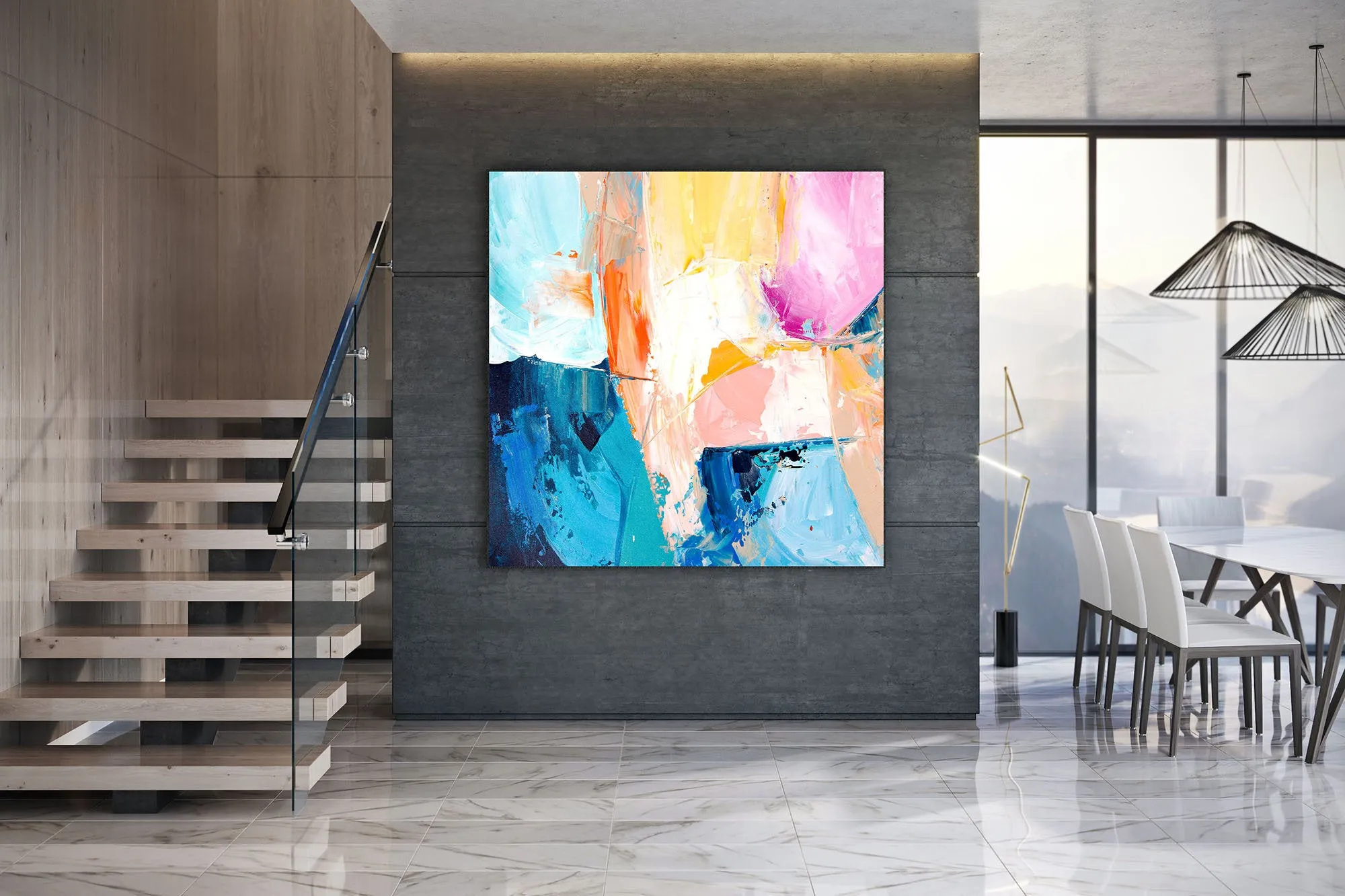 Colorful Wall Art on Canvas Original Abstract Paintings Contemporary Art Fp010