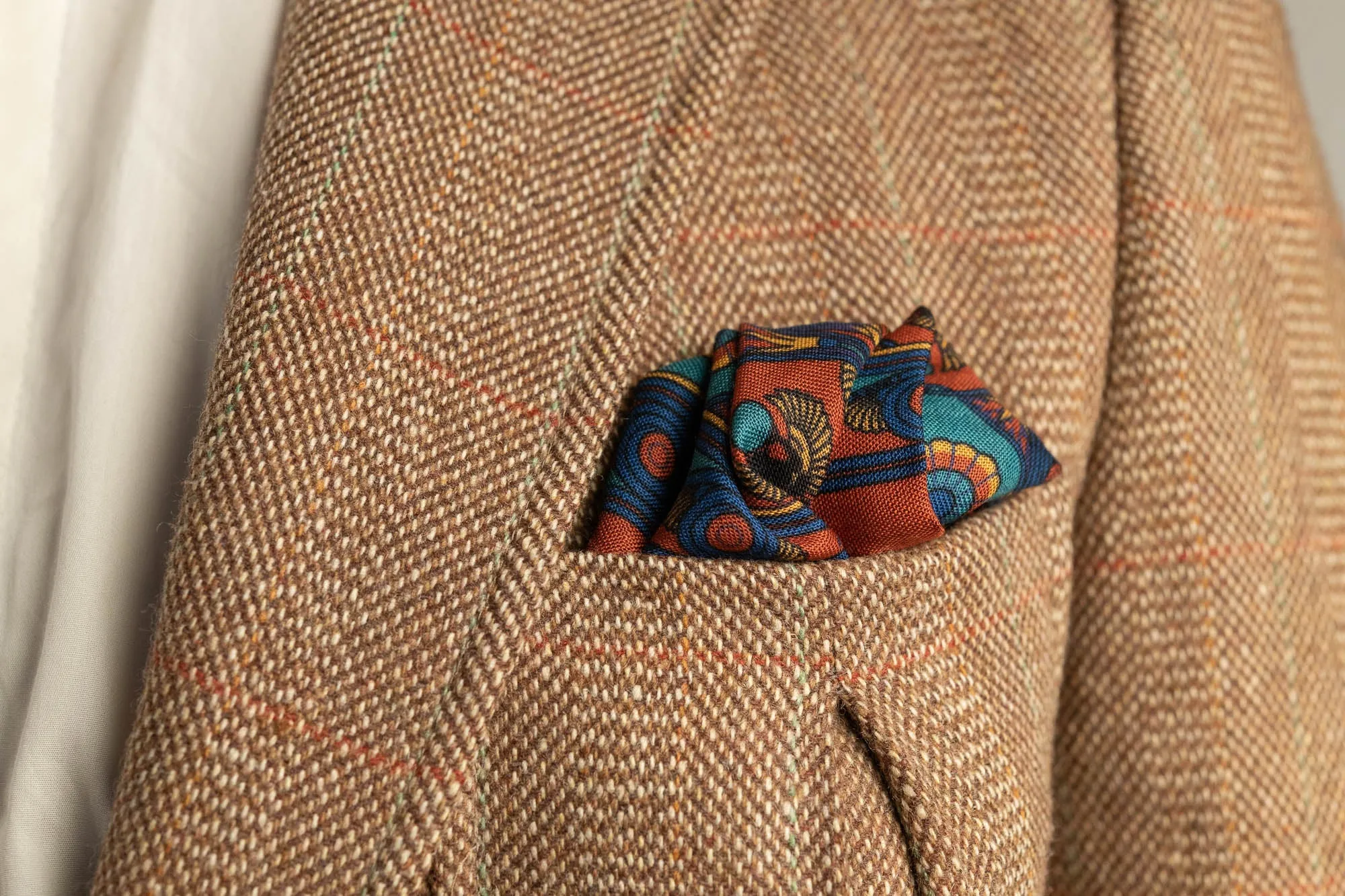 Copper Red Art Deco Egyptian Scarab Pocket Square