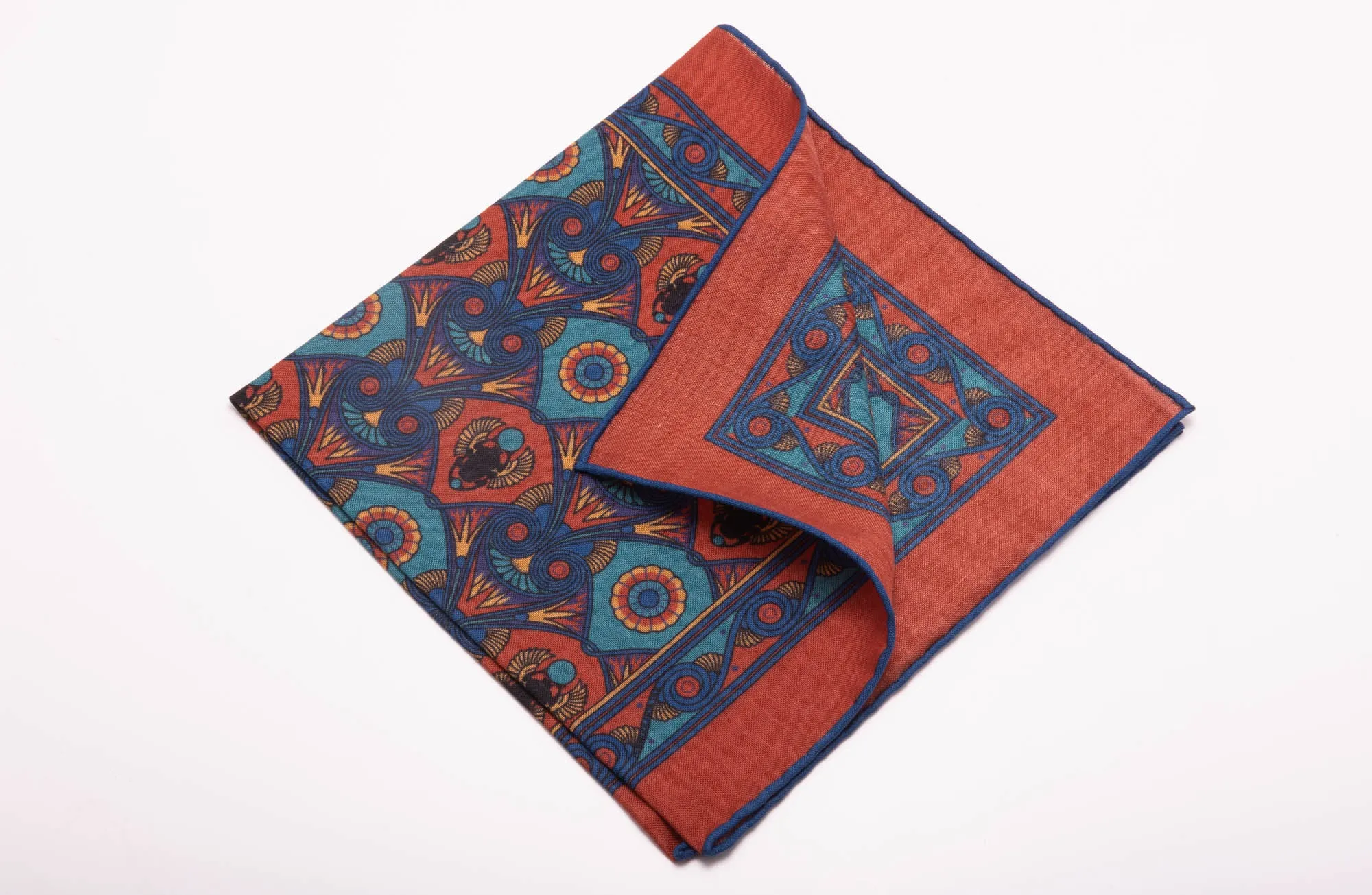 Copper Red Art Deco Egyptian Scarab Pocket Square