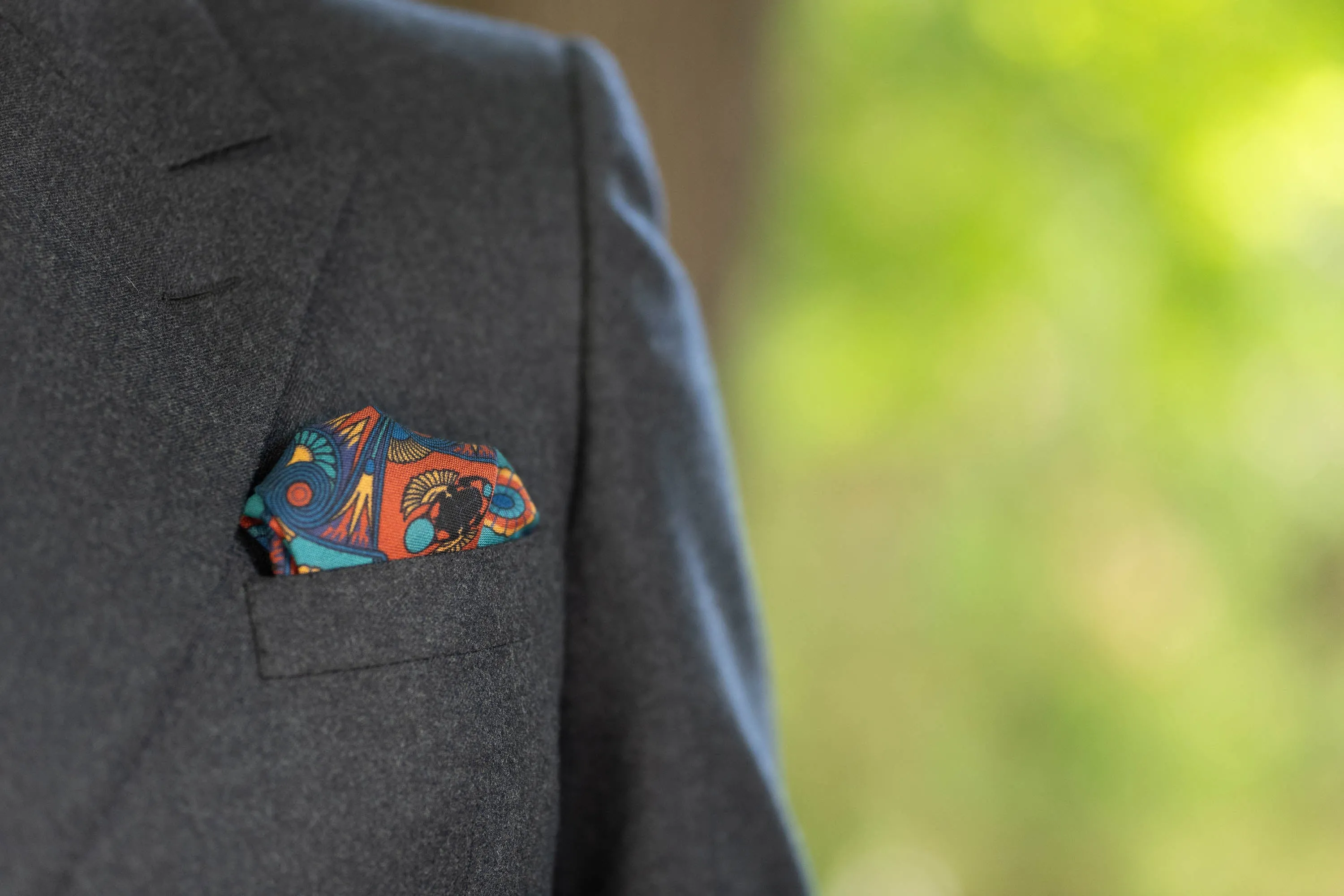 Copper Red Art Deco Egyptian Scarab Pocket Square