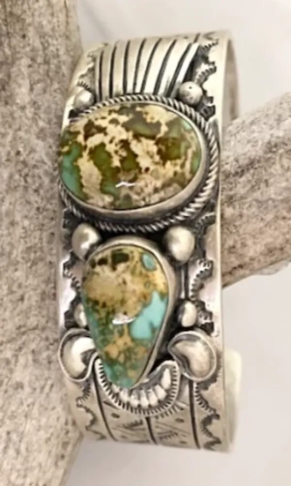Cowgirl Kim Large 2 Stone Royston Turquoise Cuff