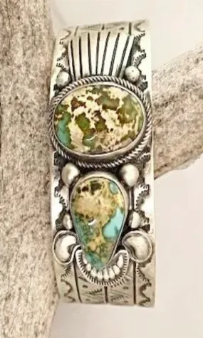 Cowgirl Kim Large 2 Stone Royston Turquoise Cuff