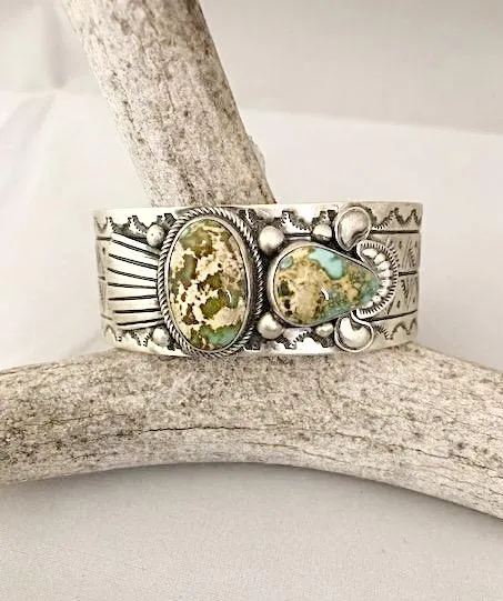 Cowgirl Kim Large 2 Stone Royston Turquoise Cuff