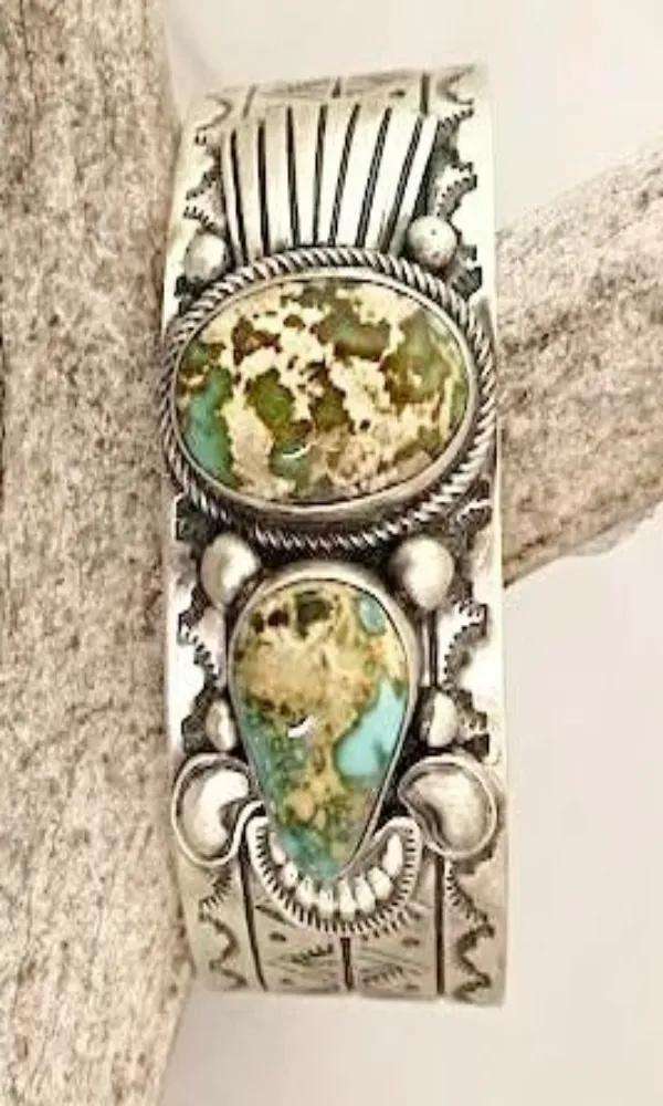 Cowgirl Kim Large 2 Stone Royston Turquoise Cuff