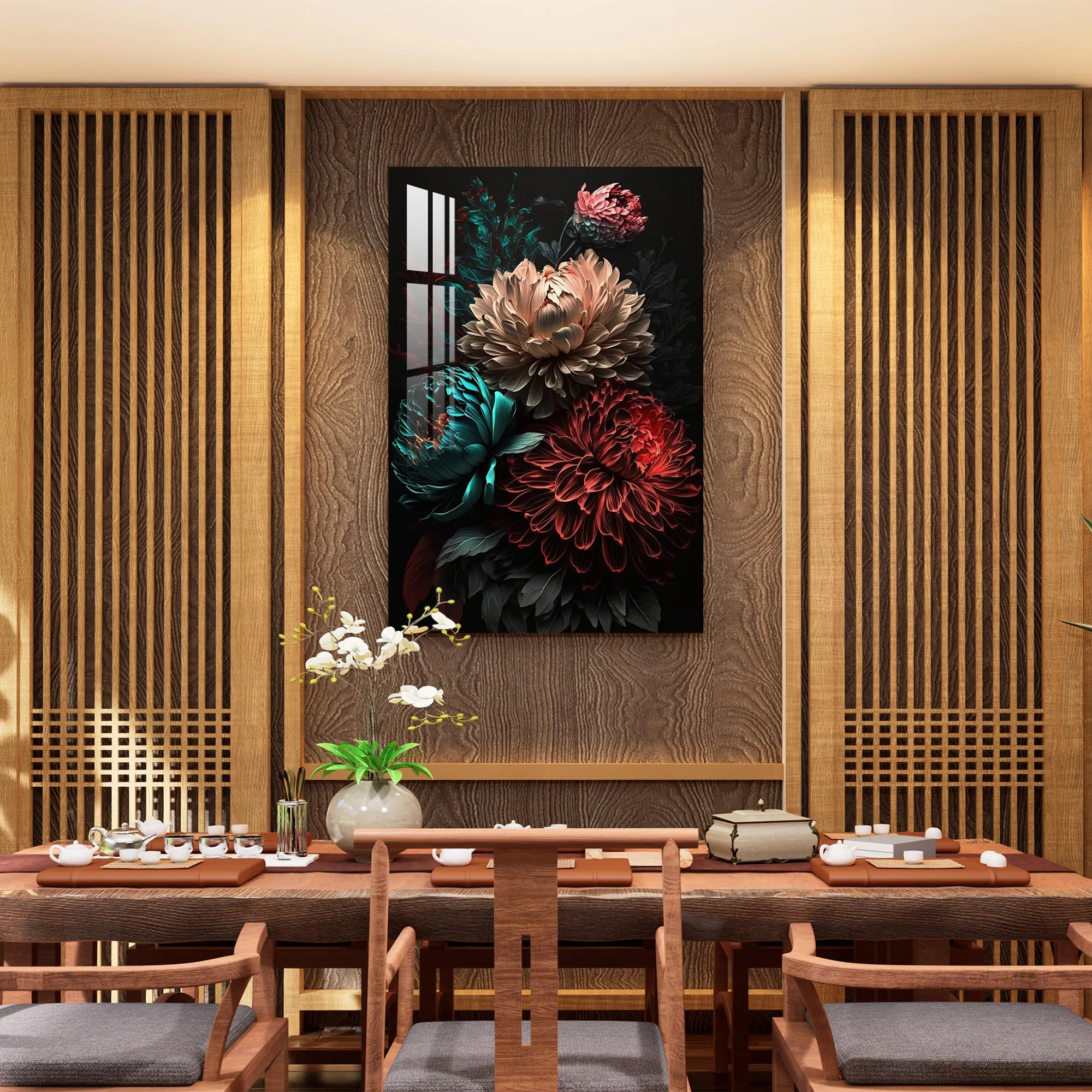 Dahlia Flowers Acrylic Wall Art