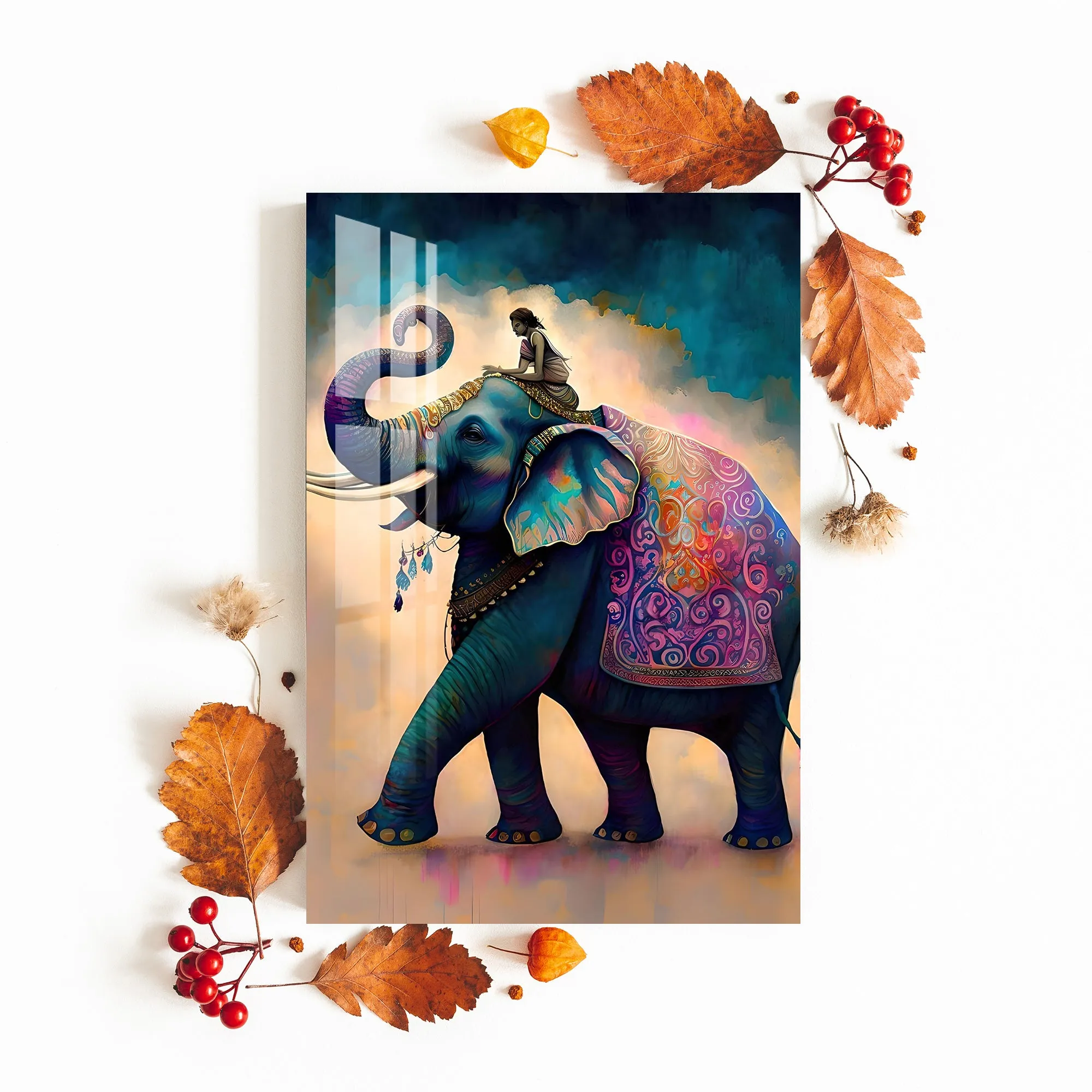 Decorated Asian Elephant Acrylic Wall Art