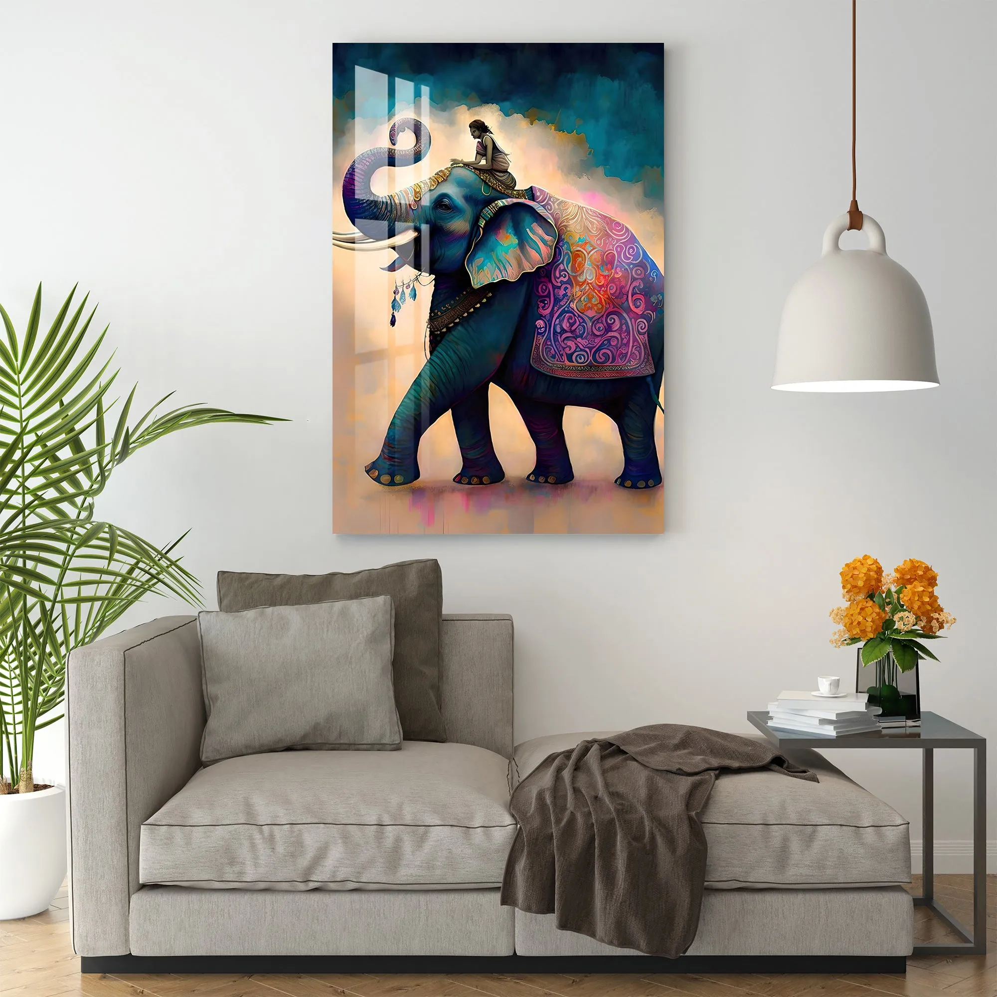 Decorated Asian Elephant Acrylic Wall Art