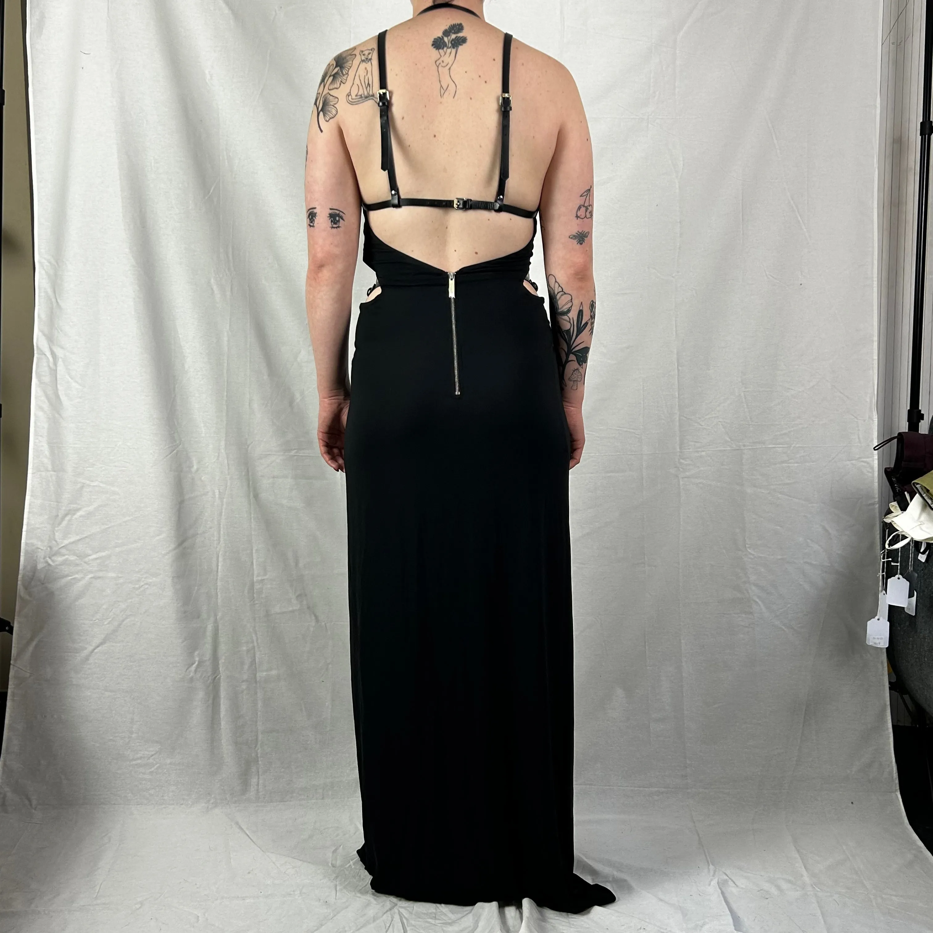 Dion Lee Brand New £1550 Black Bridle & Knit Jersey Maxi Dress XS