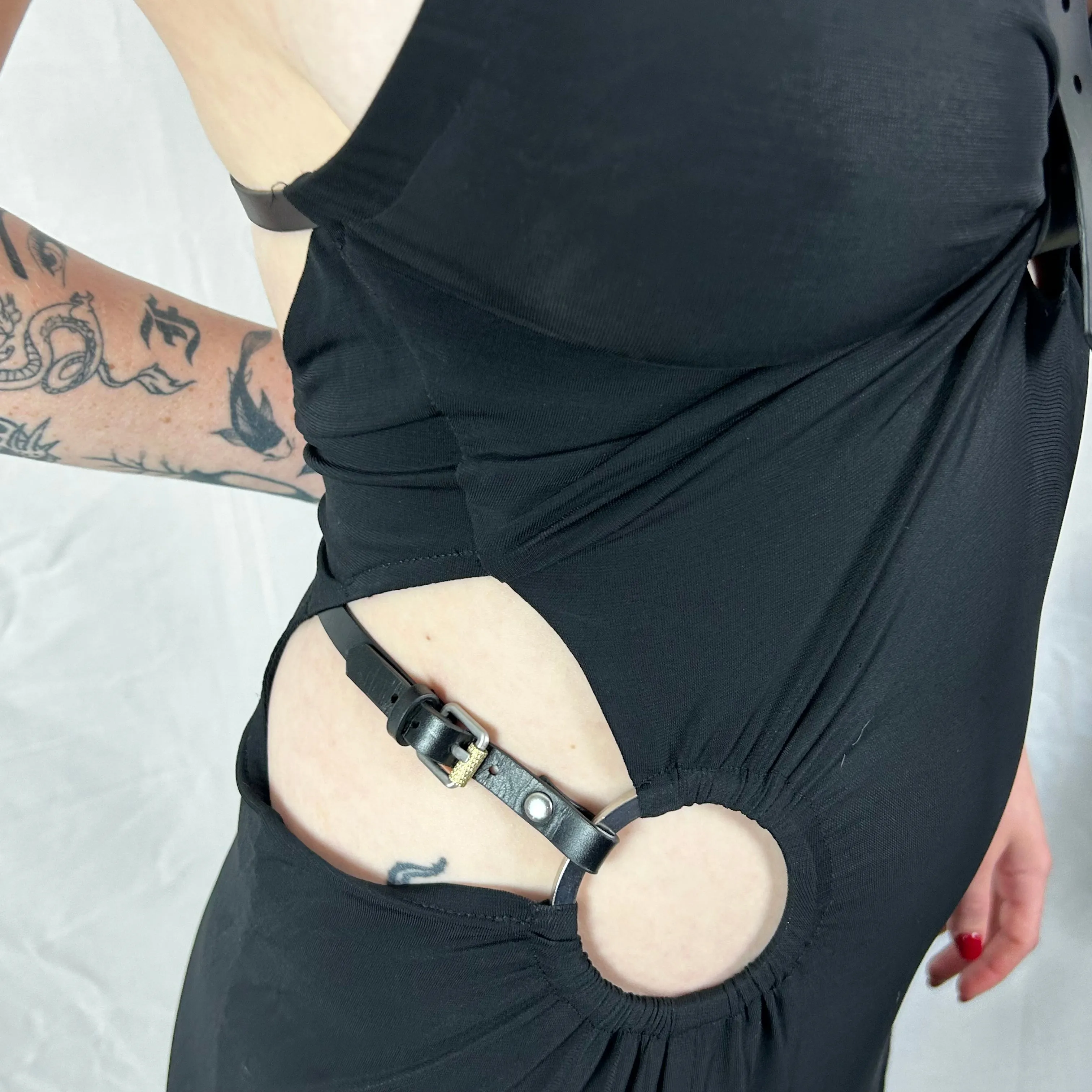 Dion Lee Brand New £1550 Black Bridle & Knit Jersey Maxi Dress XS