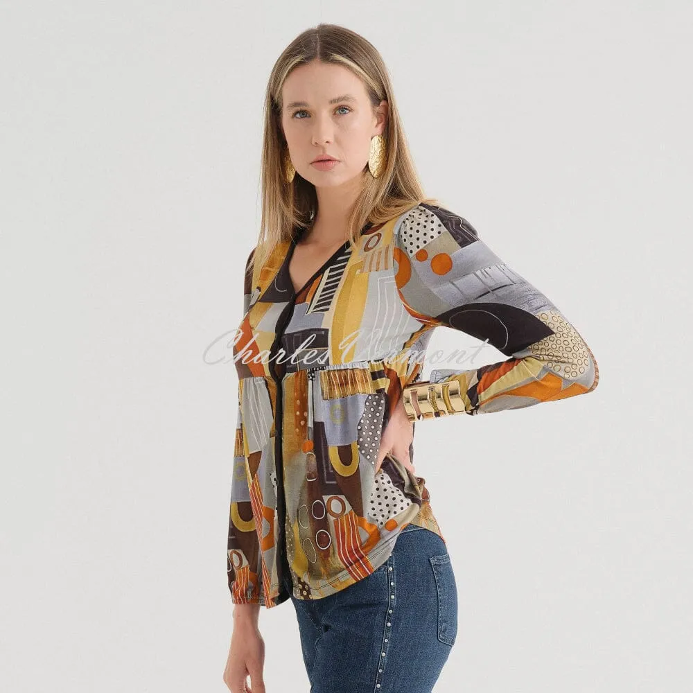 Dolcezza 'Life Is A Rollercoaster' V-Neck Button Top - Style 74713