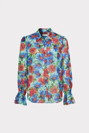 Elysa Painted Dahlia Button Down Top