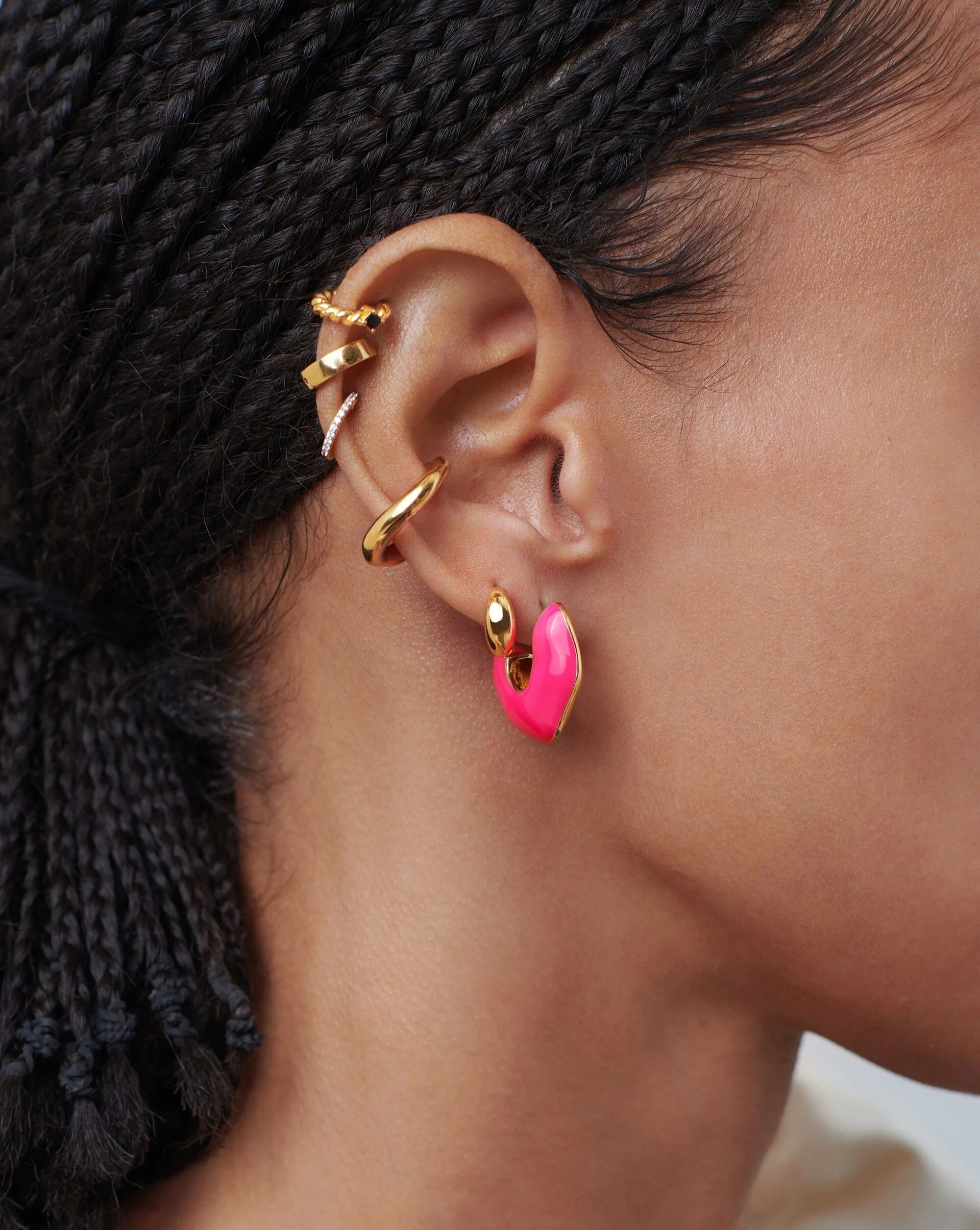 Enamel Chubby Hoop Earrings