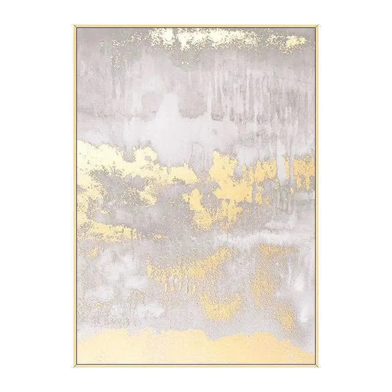 Gold Leaf Art Gray White Abstract Modern Painting Wp062