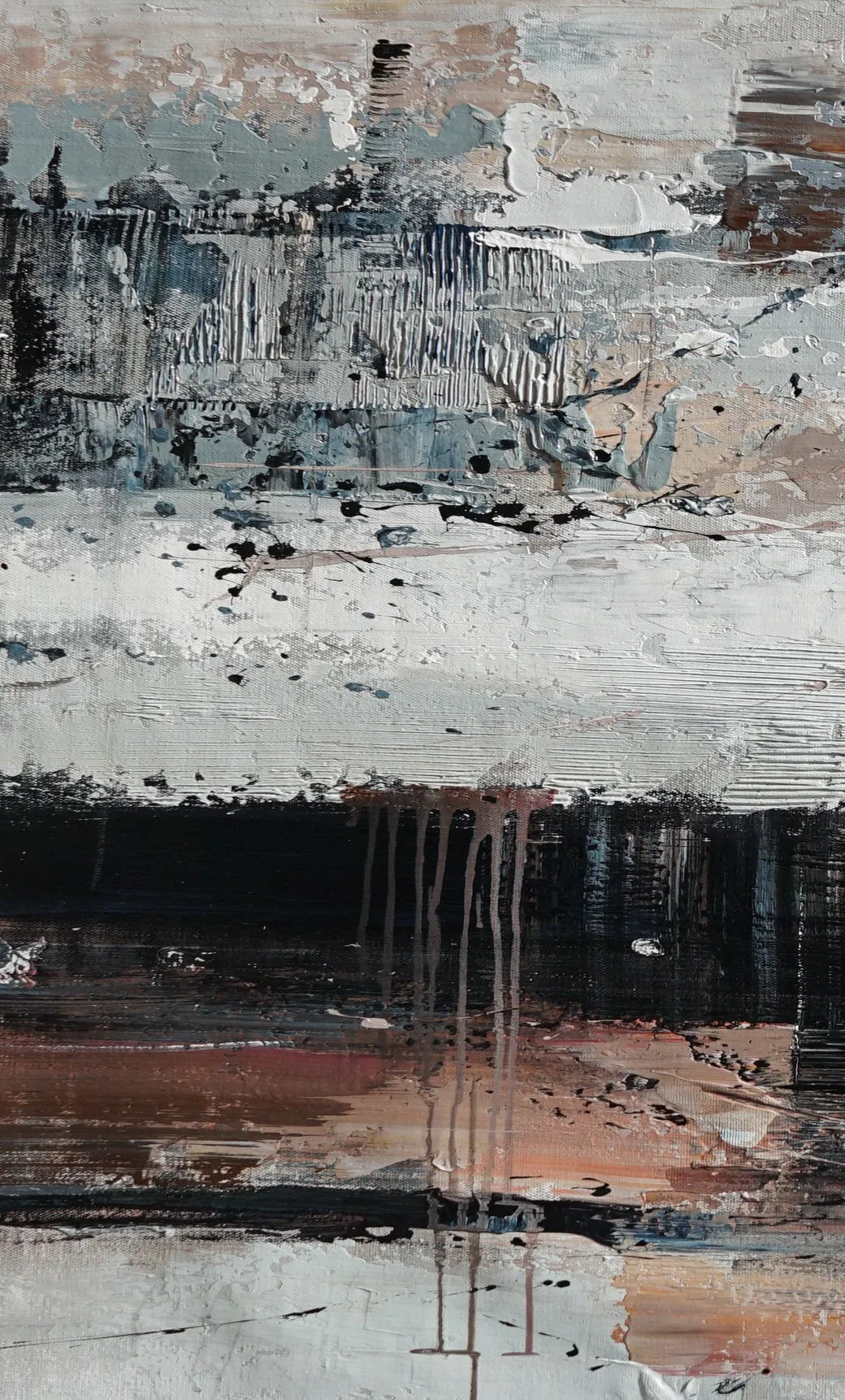 Gray White Brown Abstract Acrylic Painting on Canvas Ap083