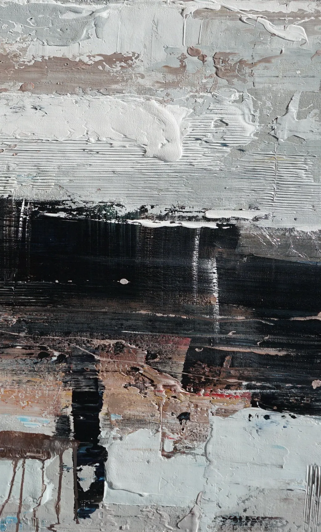Gray White Brown Abstract Acrylic Painting on Canvas Ap083